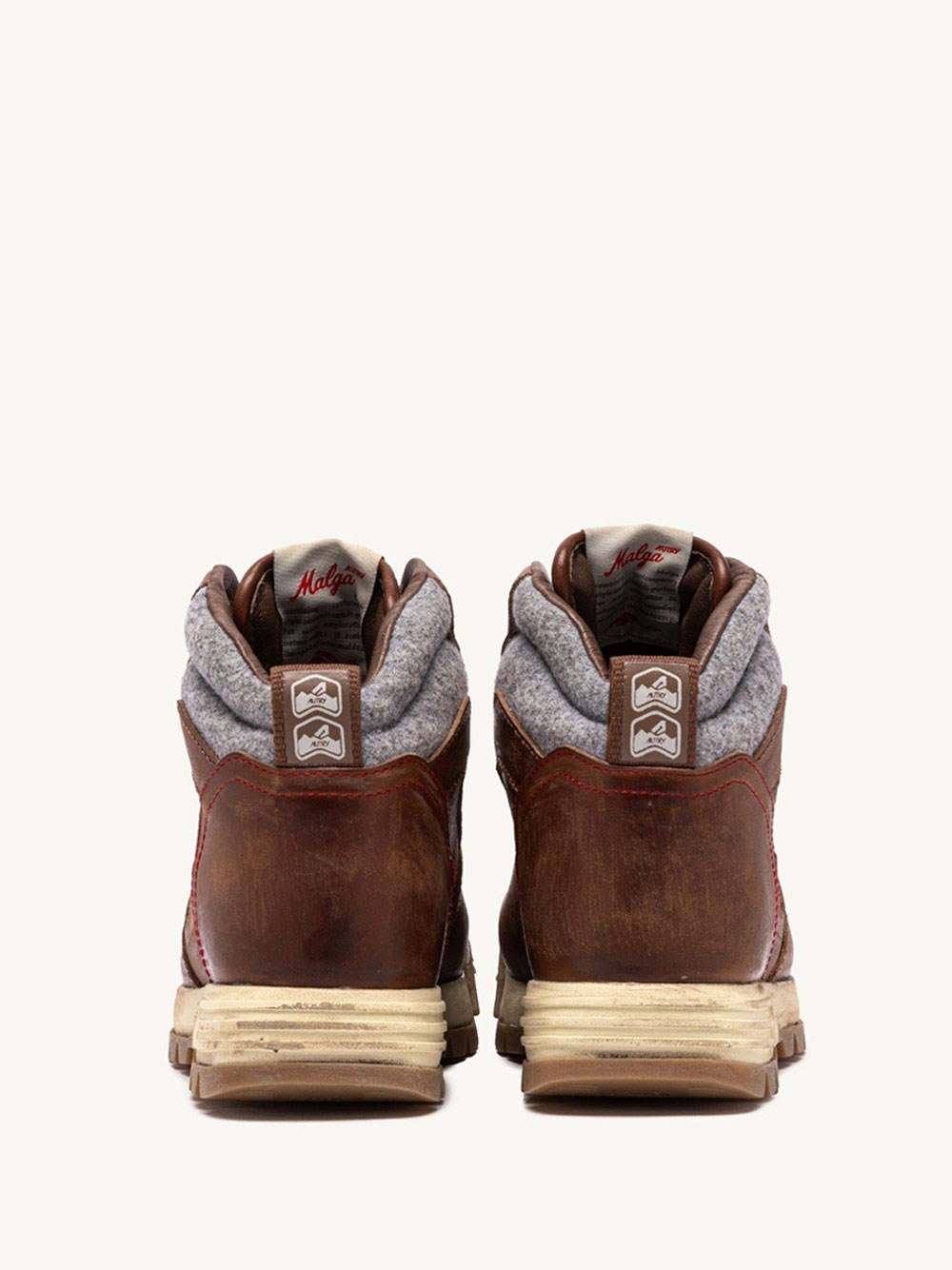 MALGA PEDULA HIKING BOOTS IN NATURAL LEATHER AND GREY FABRIC