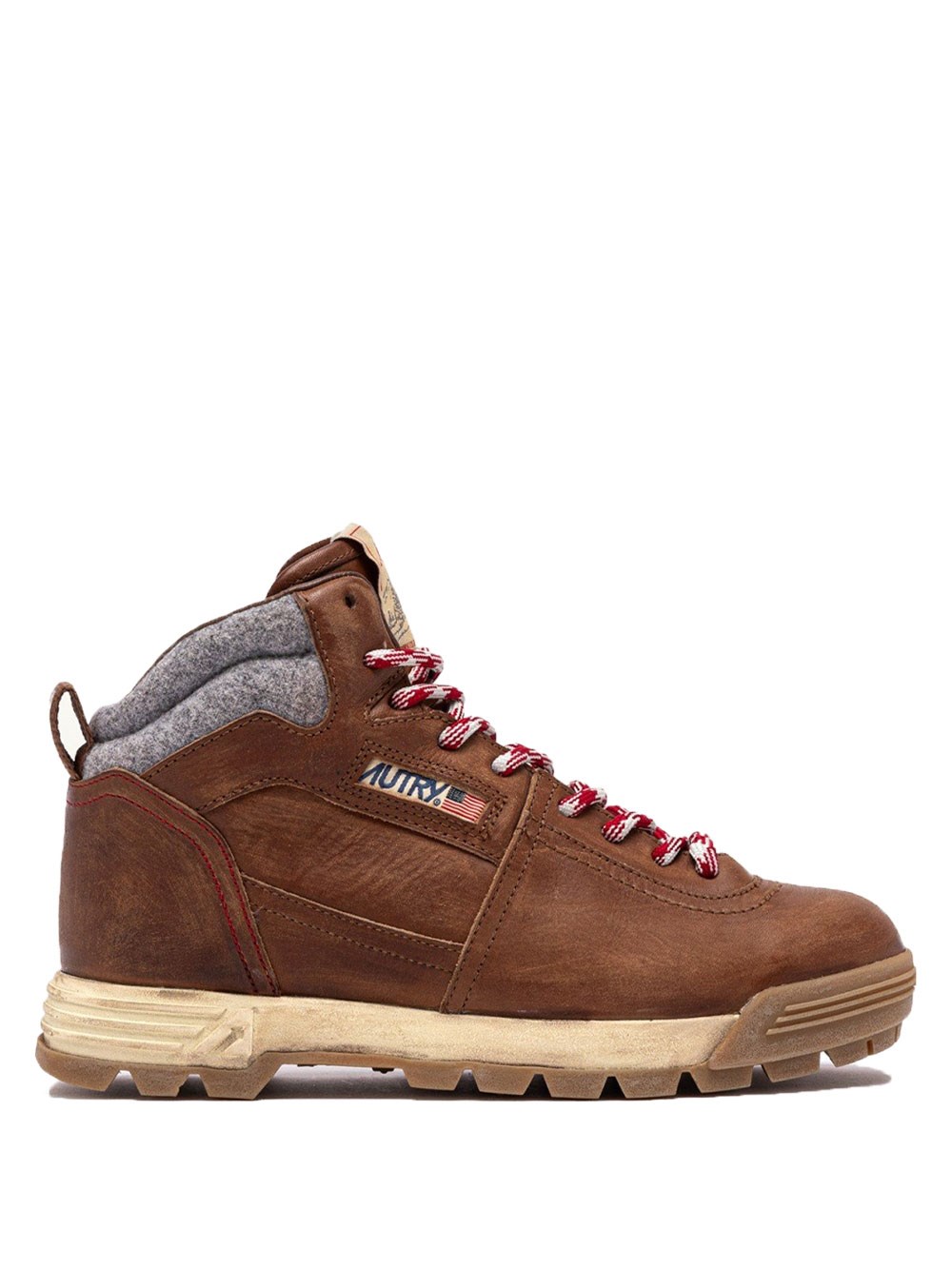 MALGA PEDULA HIKING BOOTS IN NATURAL LEATHER AND GREY FABRIC