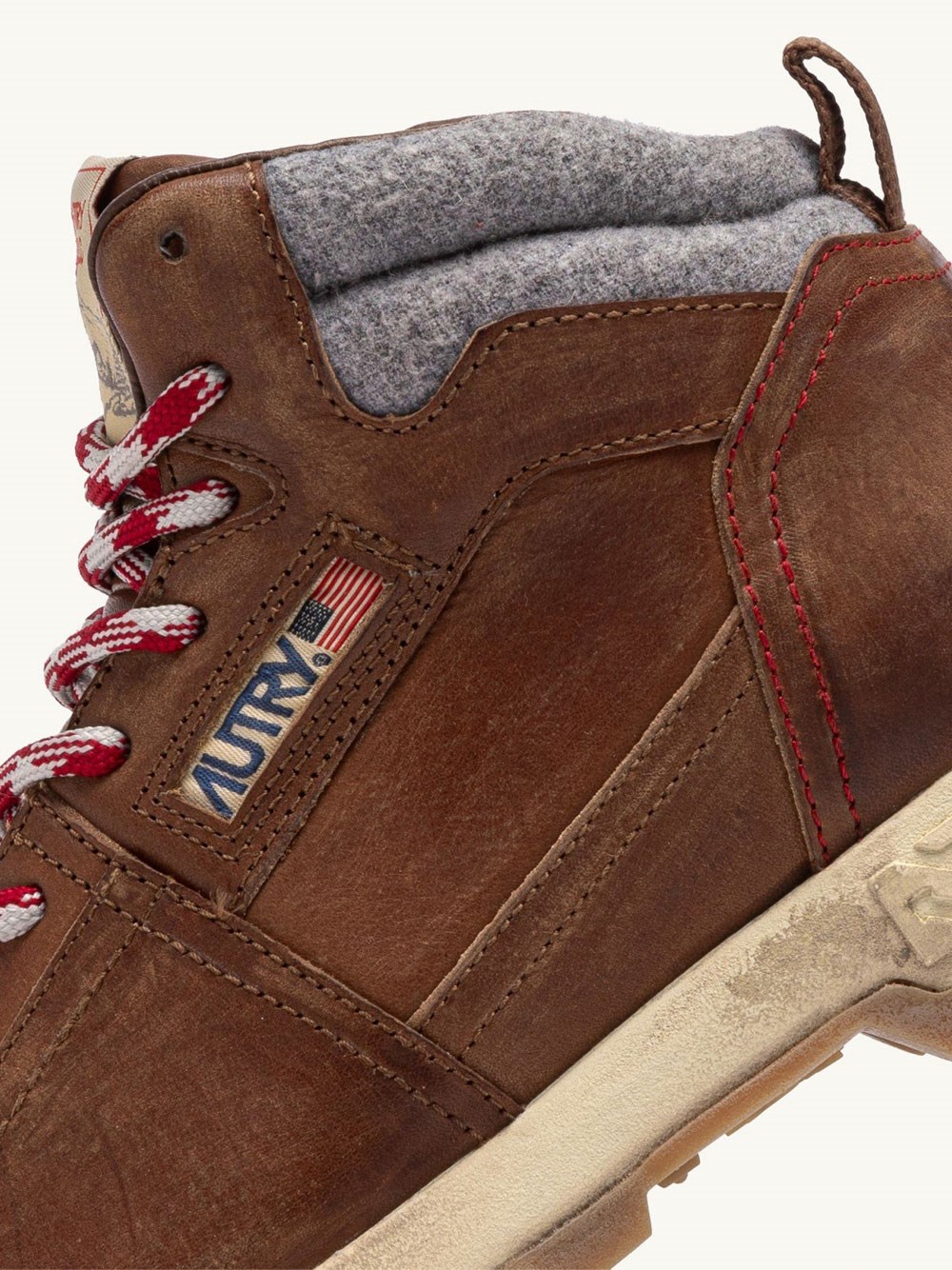 MALGA PEDULA HIKING BOOTS IN NATURAL LEATHER AND GREY FABRIC