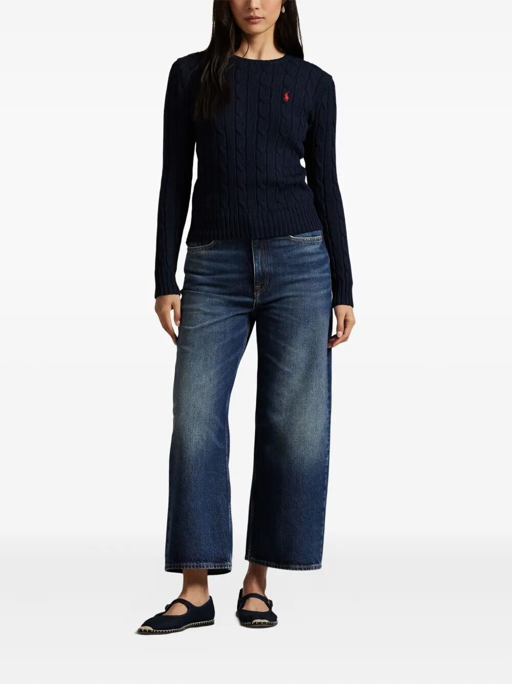 CABLE-KNIT SLIM FIT COTTON CREWNECK JUMPER