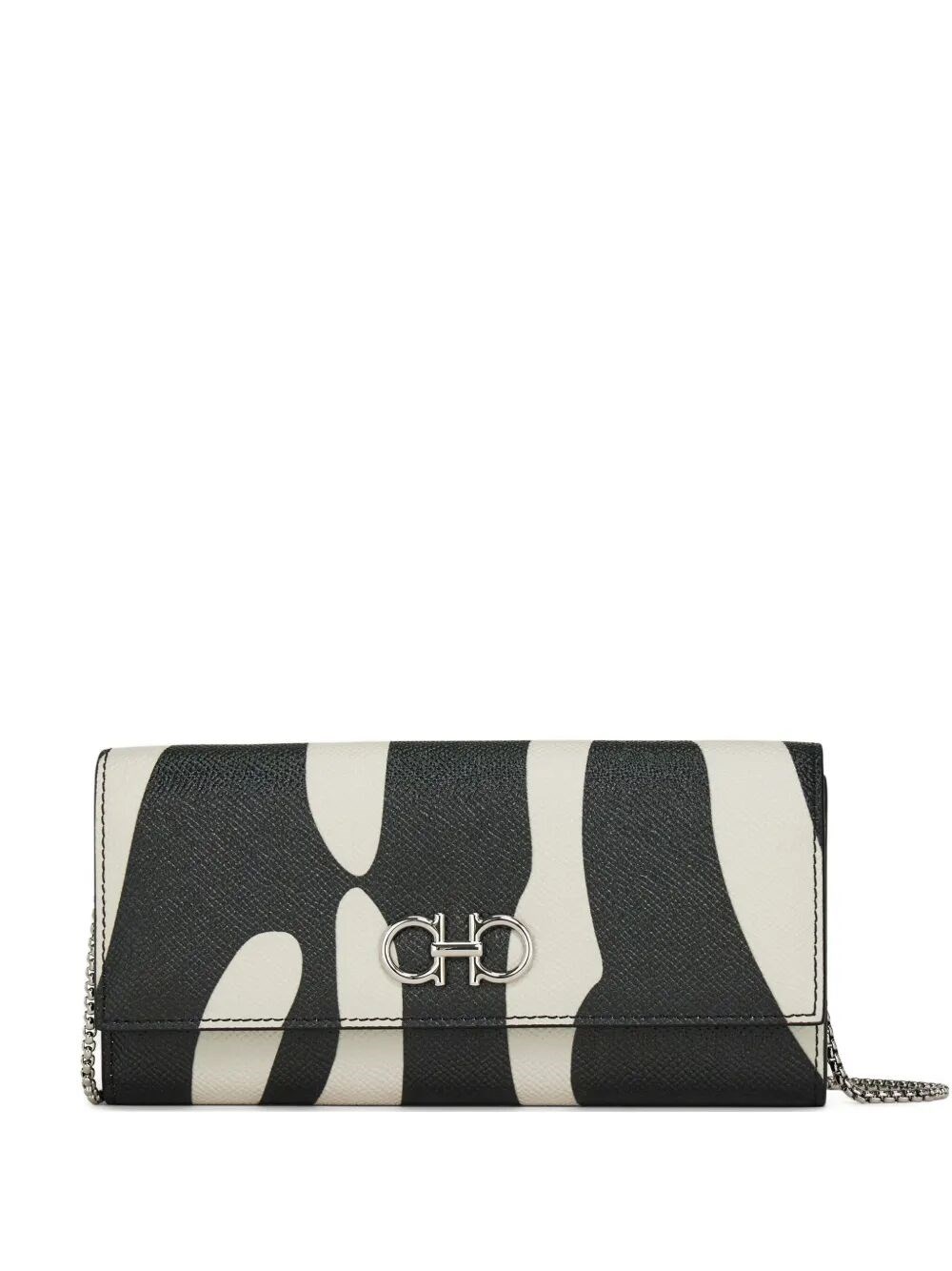 GANCINI ZEBRA-PRINT LEATHER WALLET ON CHAIN