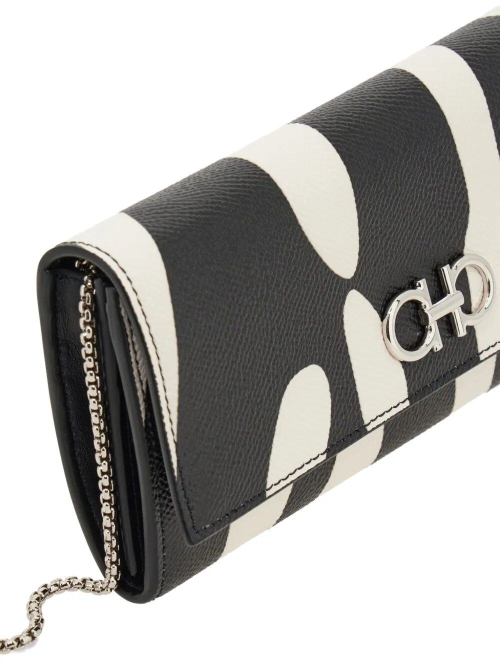 GANCINI ZEBRA-PRINT LEATHER WALLET ON CHAIN