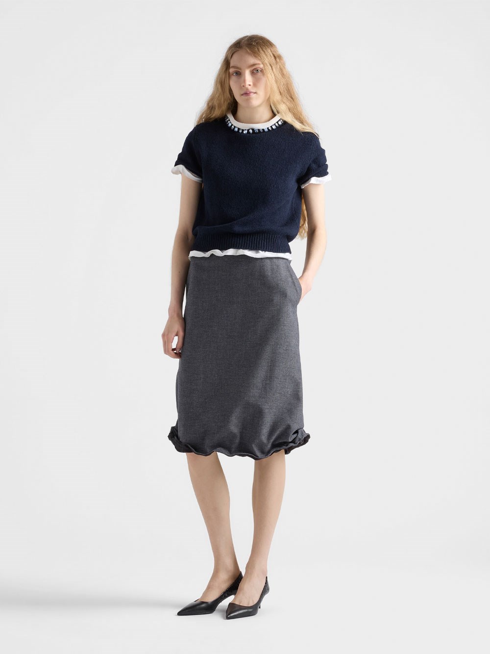 WOOL AND CASHMERE CREWNECK SWEATER WITH JEWEL DETAILS