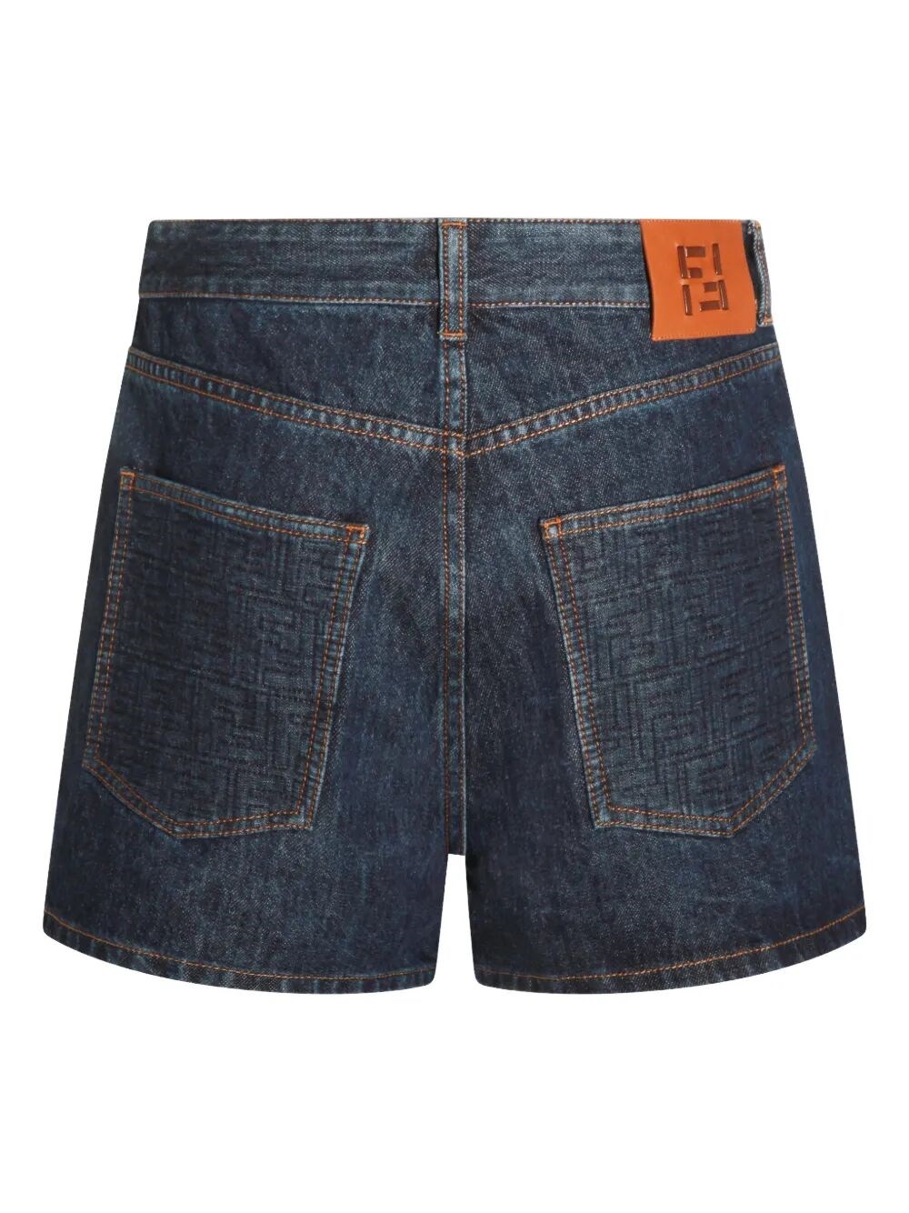 FLARED DENIM SHORTS WITH QUILTED FF MOTIF