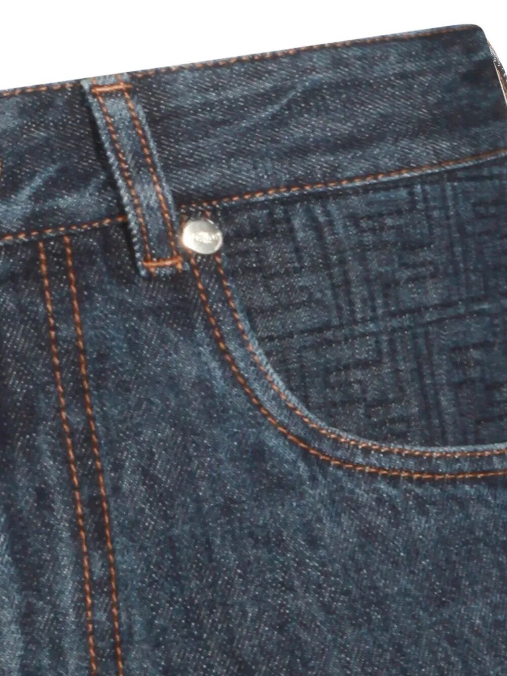 FLARED DENIM SHORTS WITH QUILTED FF MOTIF