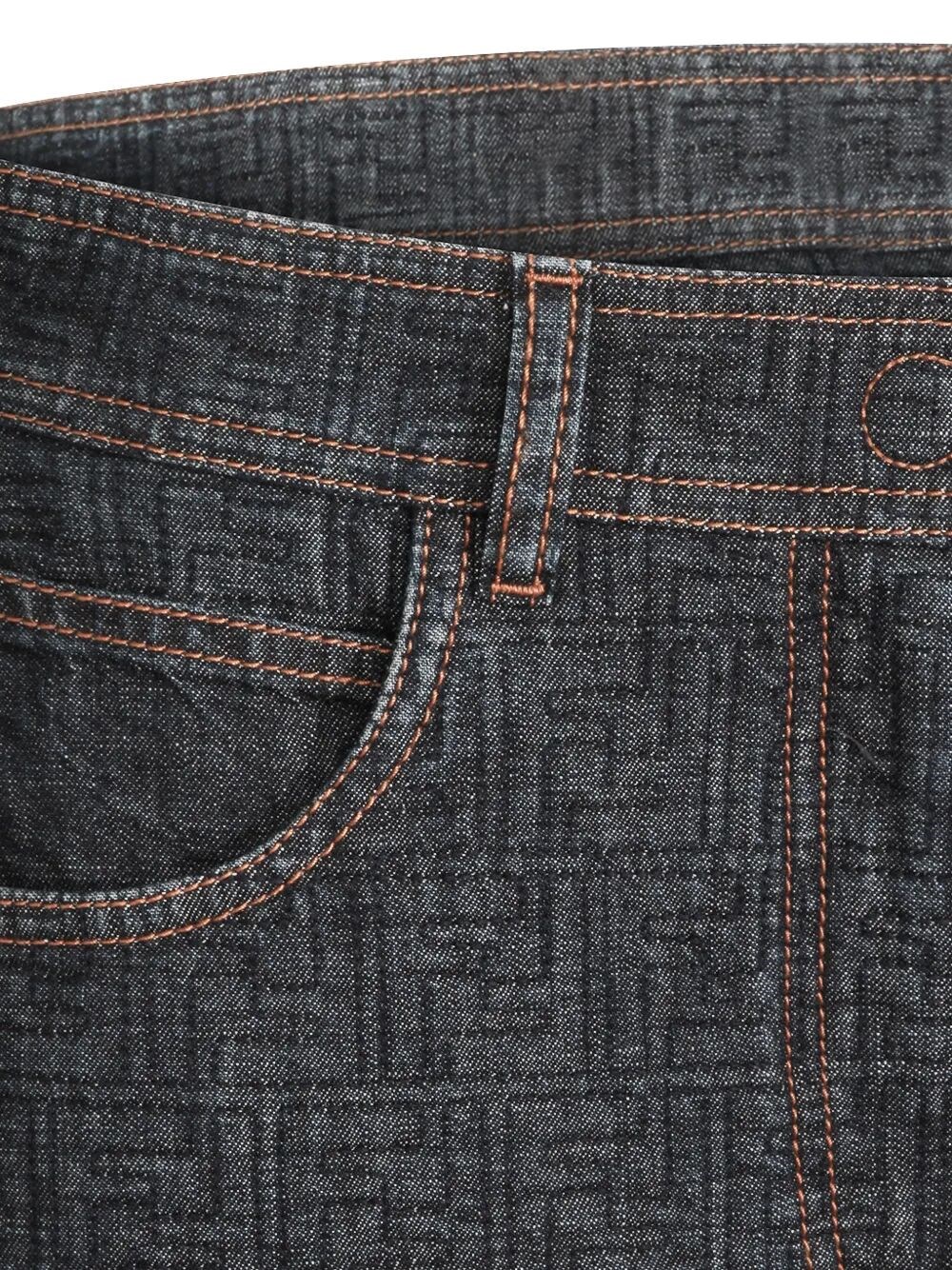 FLARED MIDI DENIM SKIRT WITH ALL-OVER QUILTED FF MOTIF