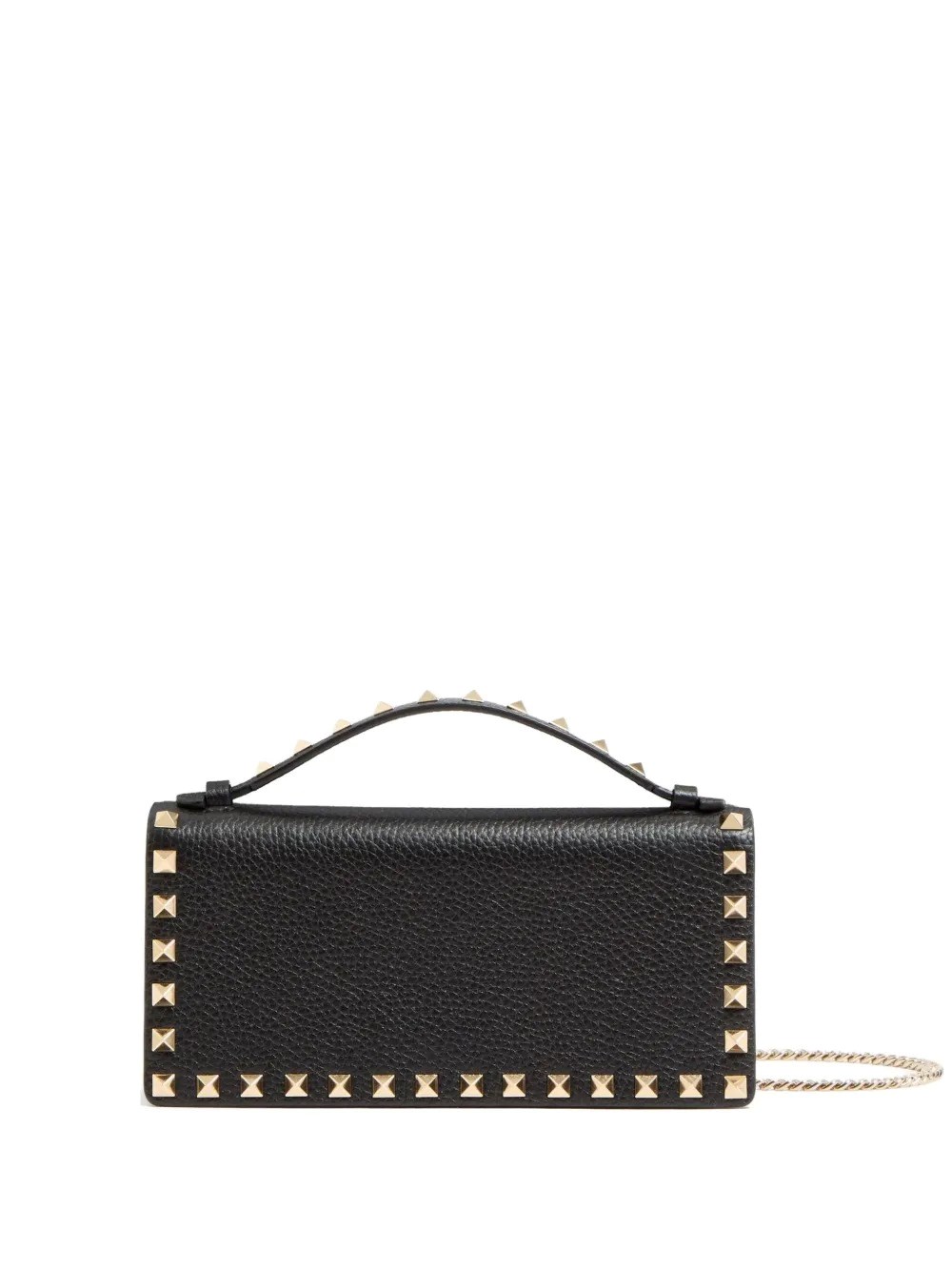 ROCKSTUD GRAINY LEATHER WALLET WITH DETACHABLE CHAIN