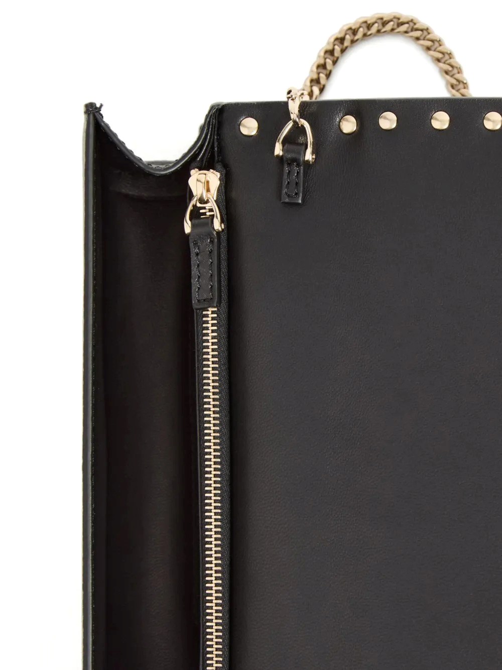 ROCKSTUD GRAINY LEATHER WALLET WITH DETACHABLE CHAIN