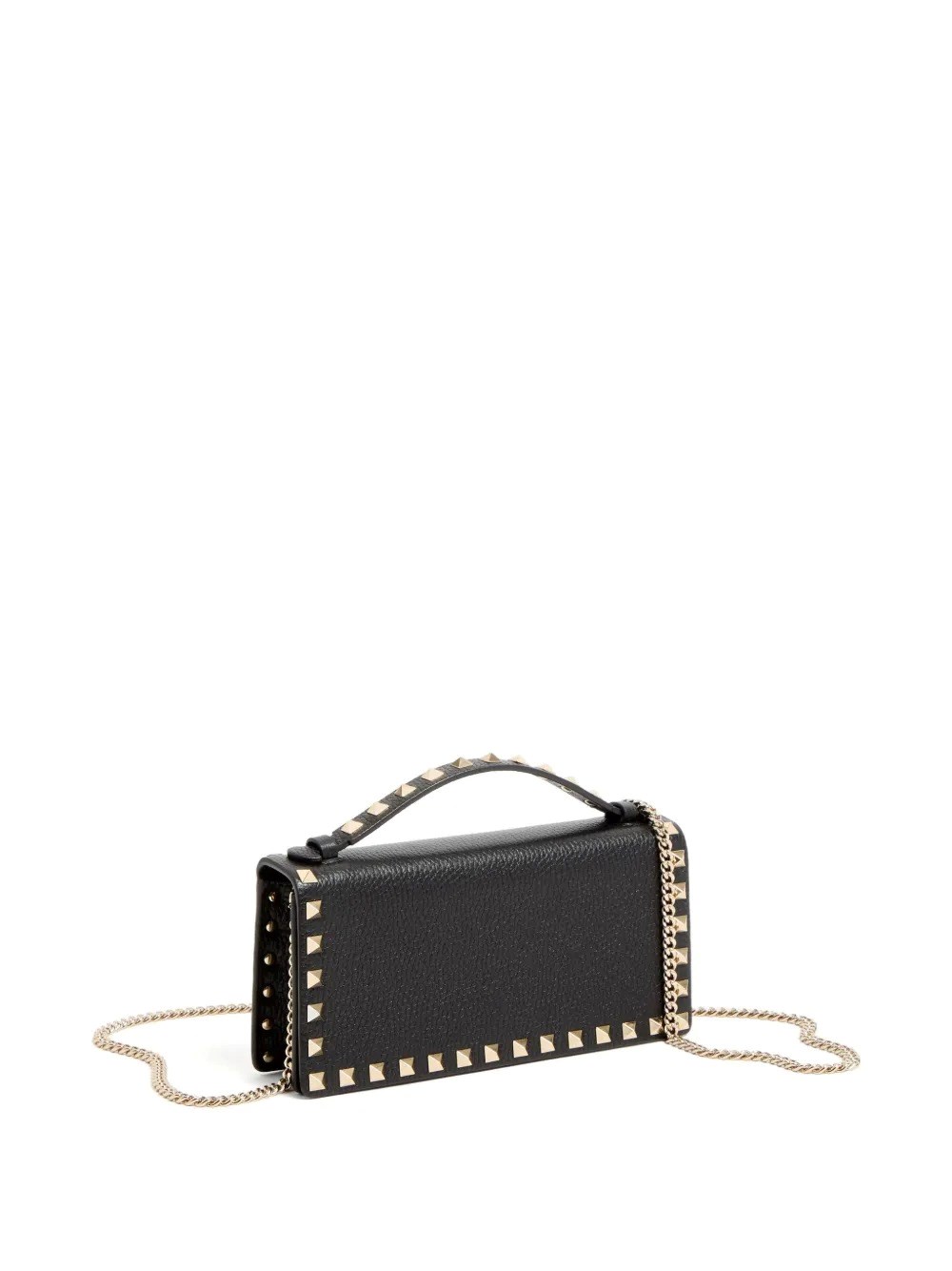 ROCKSTUD GRAINY LEATHER WALLET WITH DETACHABLE CHAIN