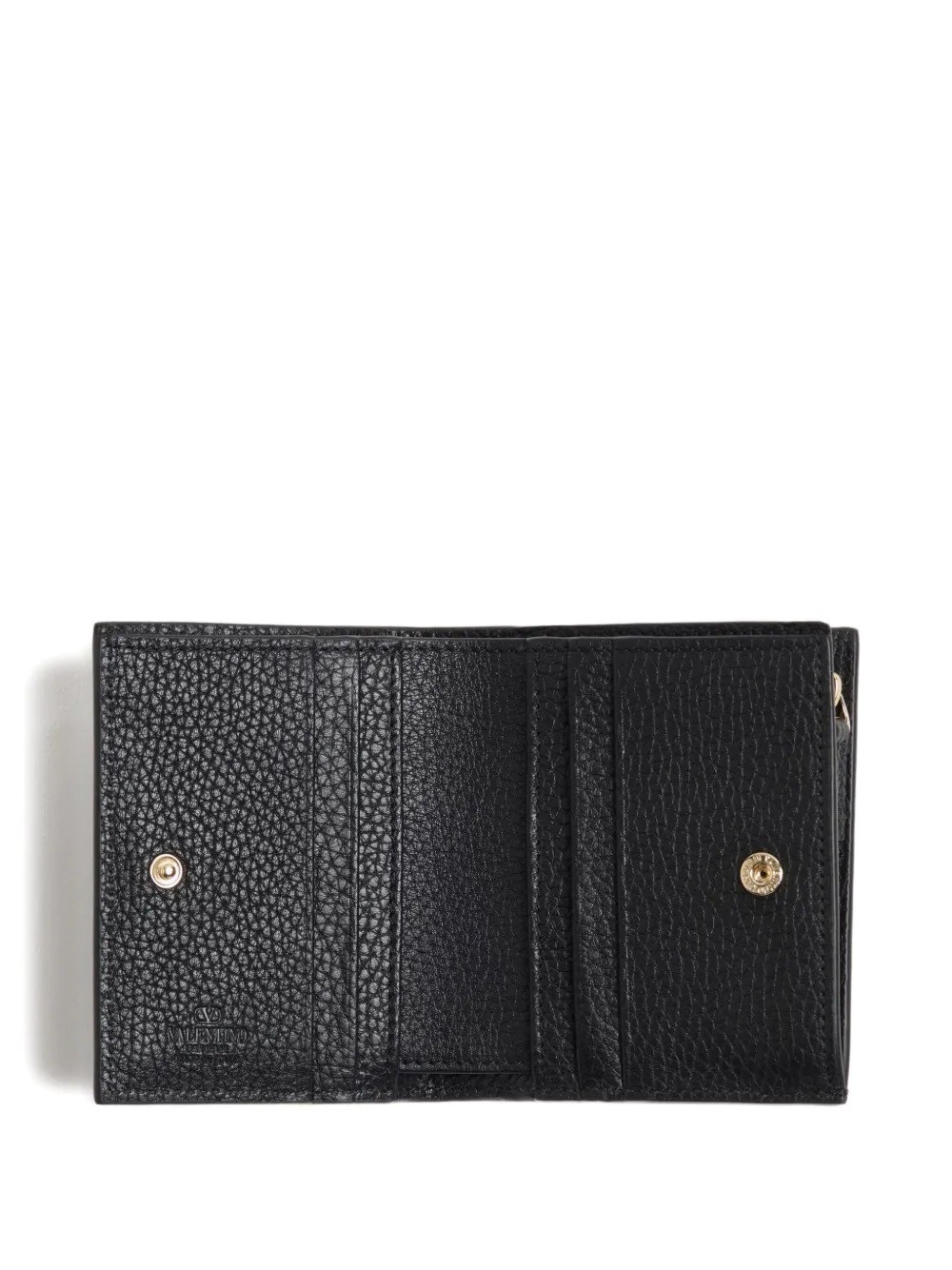 ROCKSTUD GRAINY LEATHER FLAP WALLET