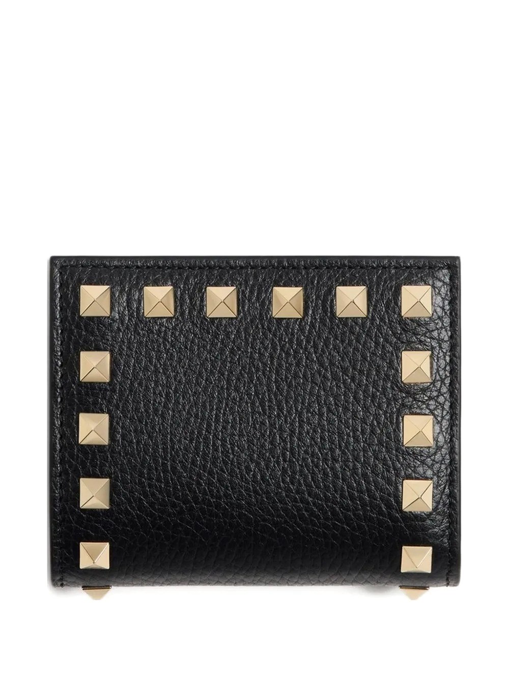 ROCKSTUD GRAINY LEATHER FLAP WALLET