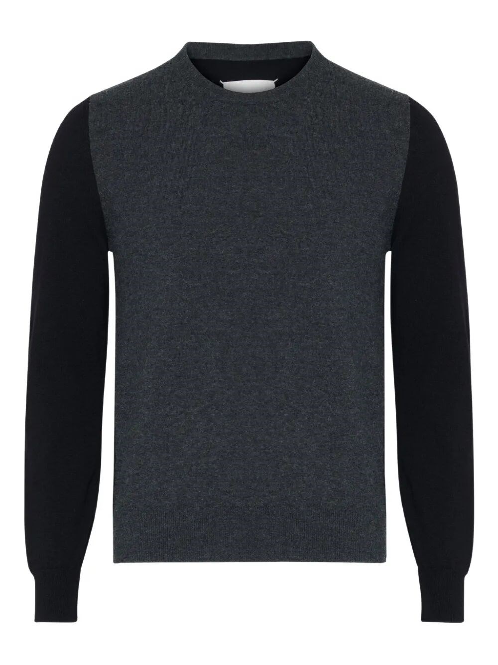 TWO-TONE WOOL PULLOVER WITH ELBOW PATCHES