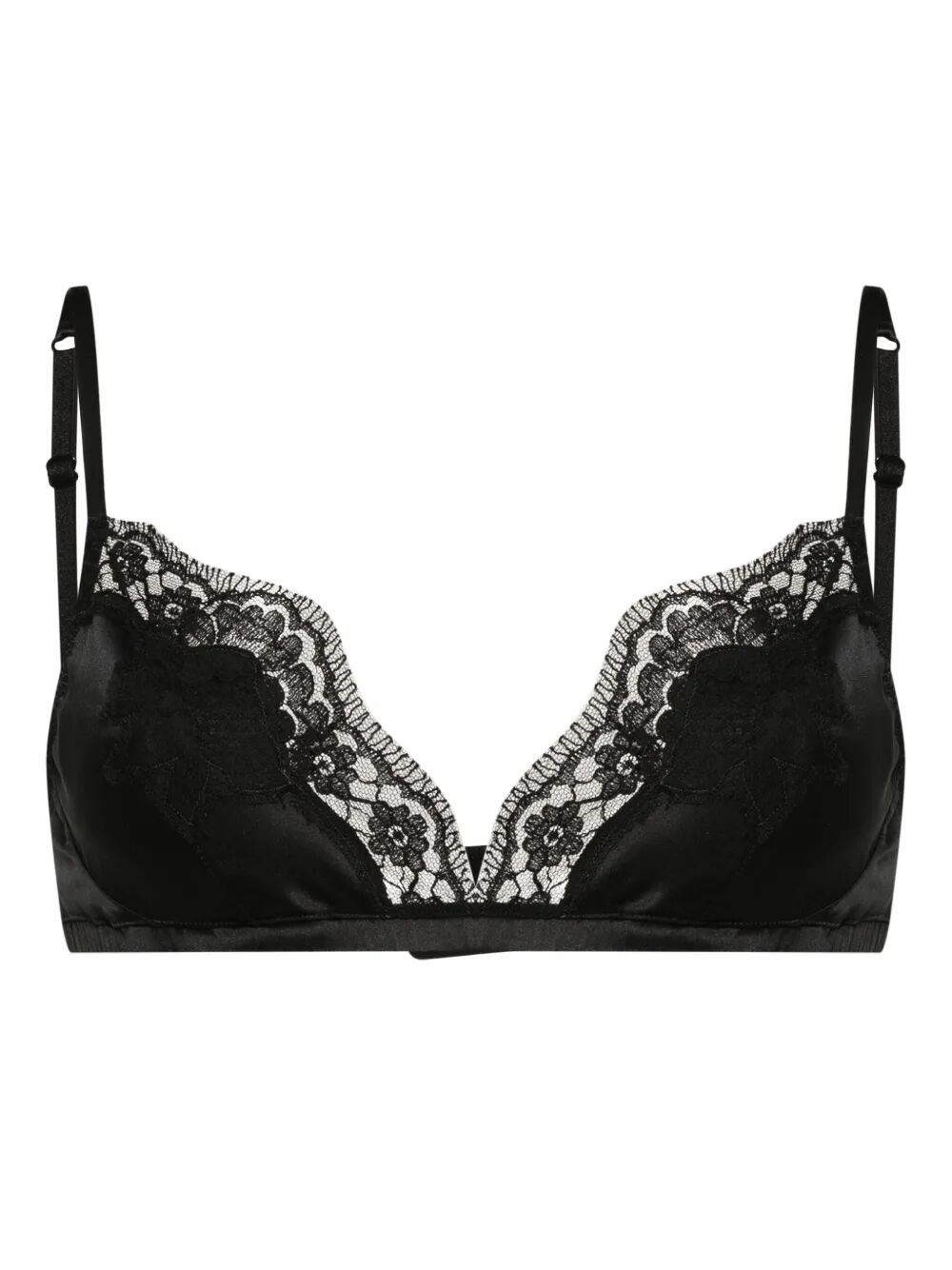 SOFT-CUP SATIN BRA WITH LACE DETAILING