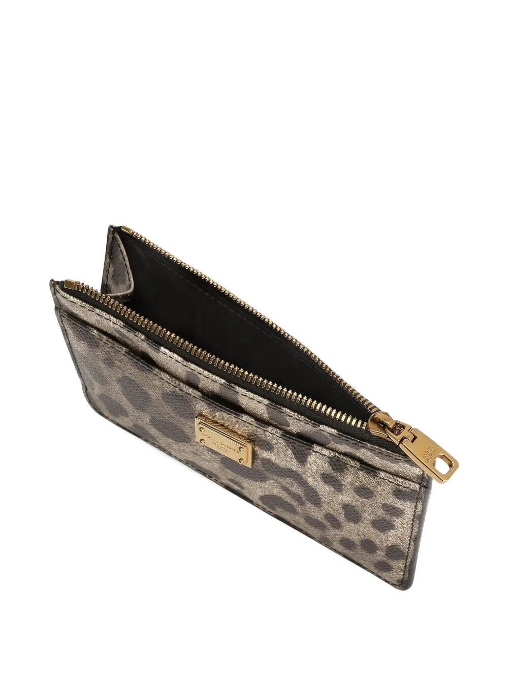 LEOPARD-PRINT DAUPHINE LEATHER CARD HOLDER