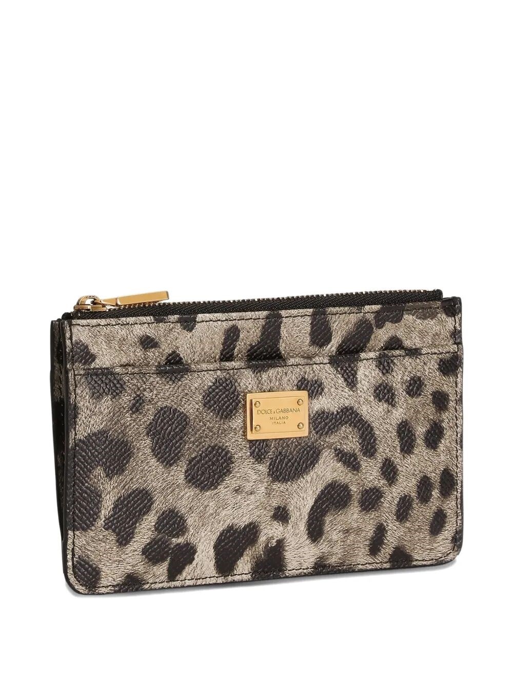 LEOPARD-PRINT DAUPHINE LEATHER CARD HOLDER