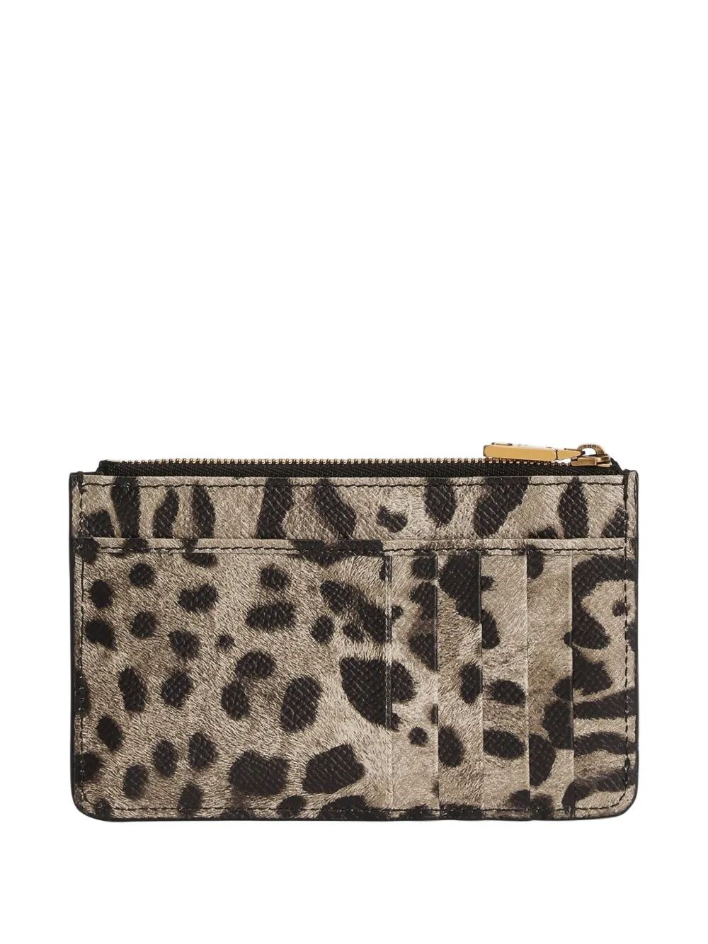 LEOPARD-PRINT DAUPHINE LEATHER CARD HOLDER
