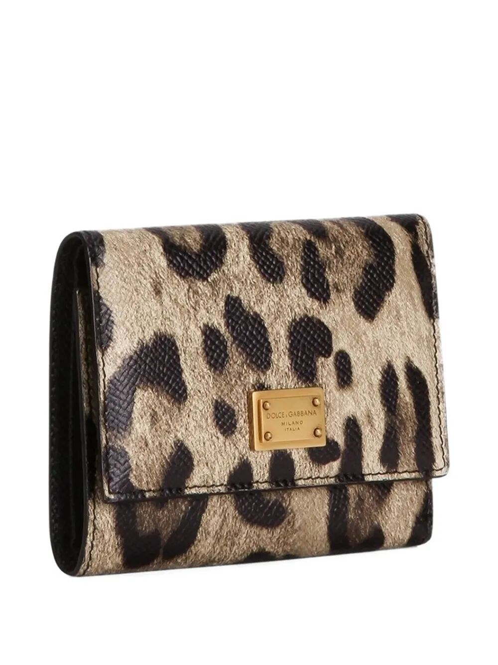 LEOPARD-PRINT TRI-FOLD WALLET IN DAUPHINE LEATHER