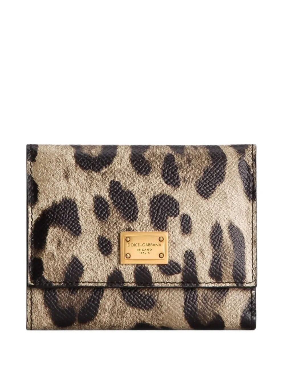 LEOPARD-PRINT TRI-FOLD WALLET IN DAUPHINE LEATHER