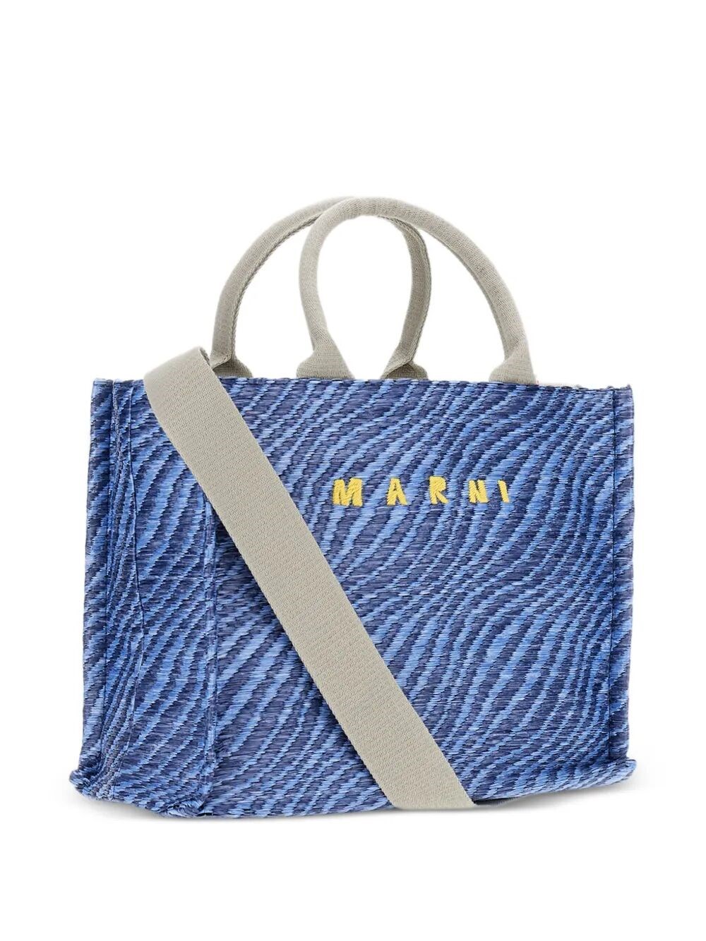 WAVY RAFFIA-EFFECT SMALL TOTE BAG