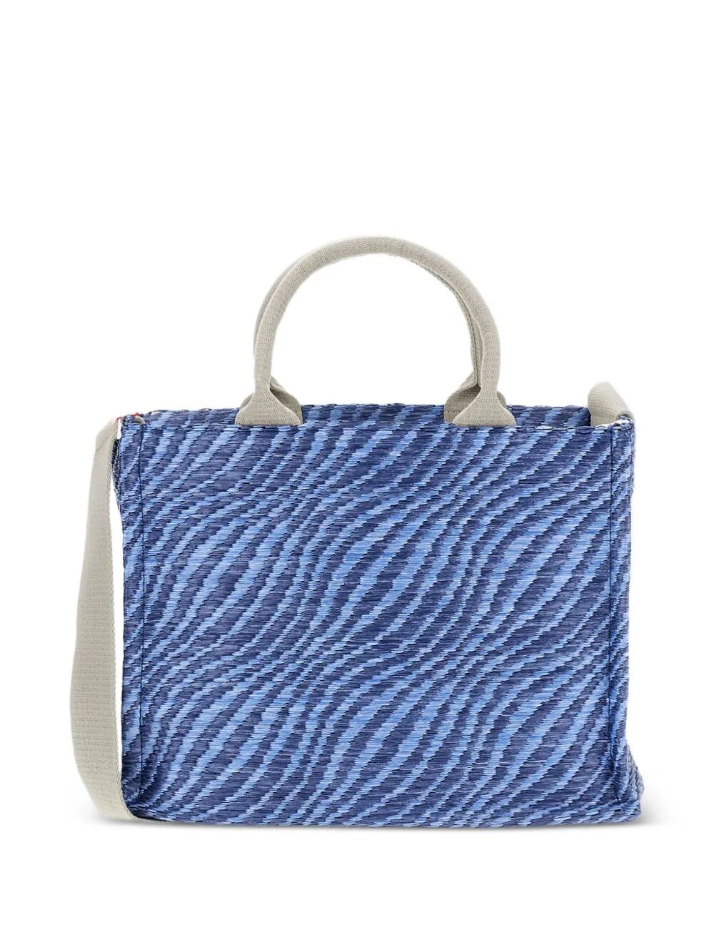 WAVY RAFFIA-EFFECT SMALL TOTE BAG