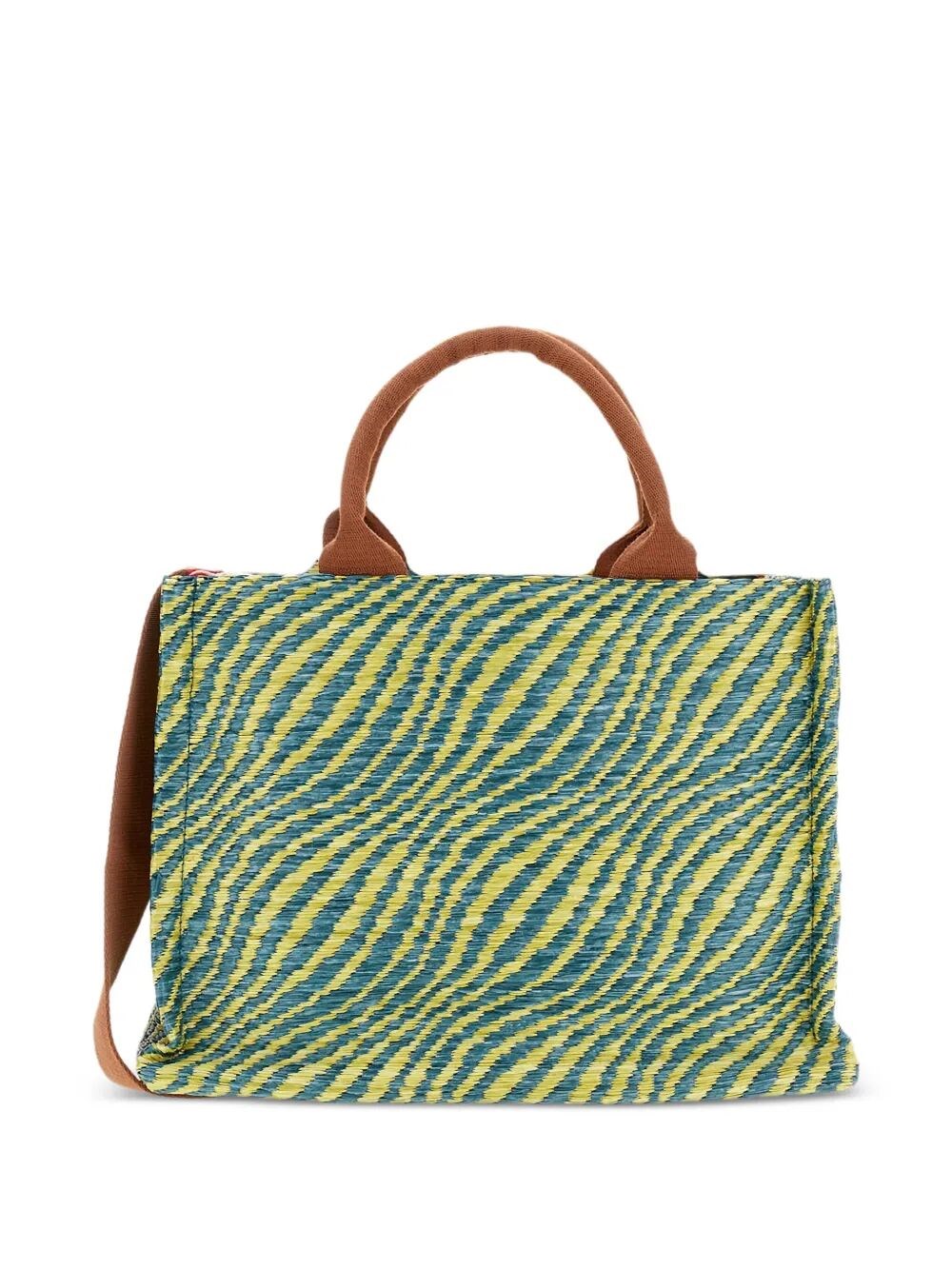 WAVY RAFFIA-EFFECT SMALL TOTE BAG