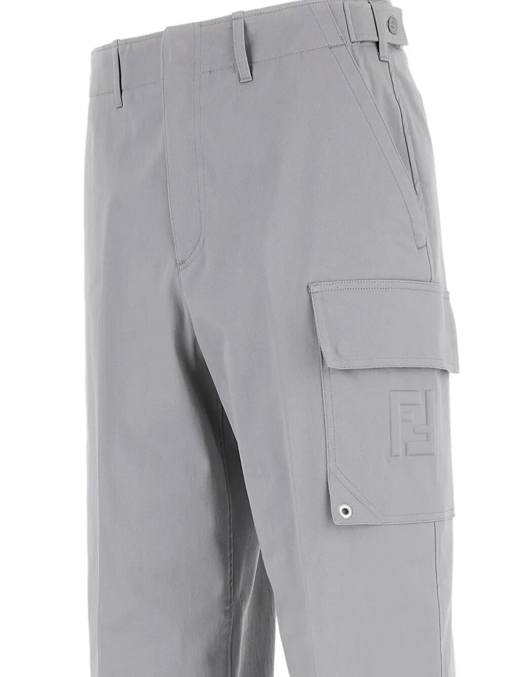 GABARDINE CARGO TROUSERS WITH LARGE PATCH POCKET