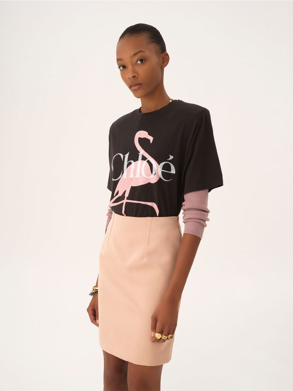 OVERSIZED FIT FLAMINGO-PRINT COTTON JERSEY T-SHIRT