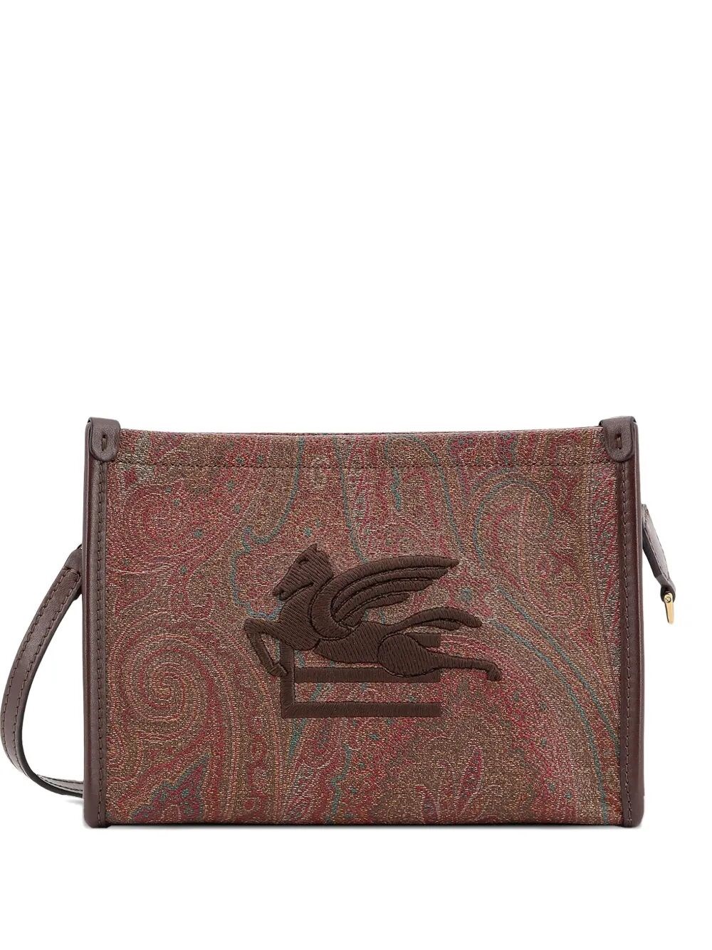 PAISLEY-PATTERN LOGO-EMBROIDERED POUCH