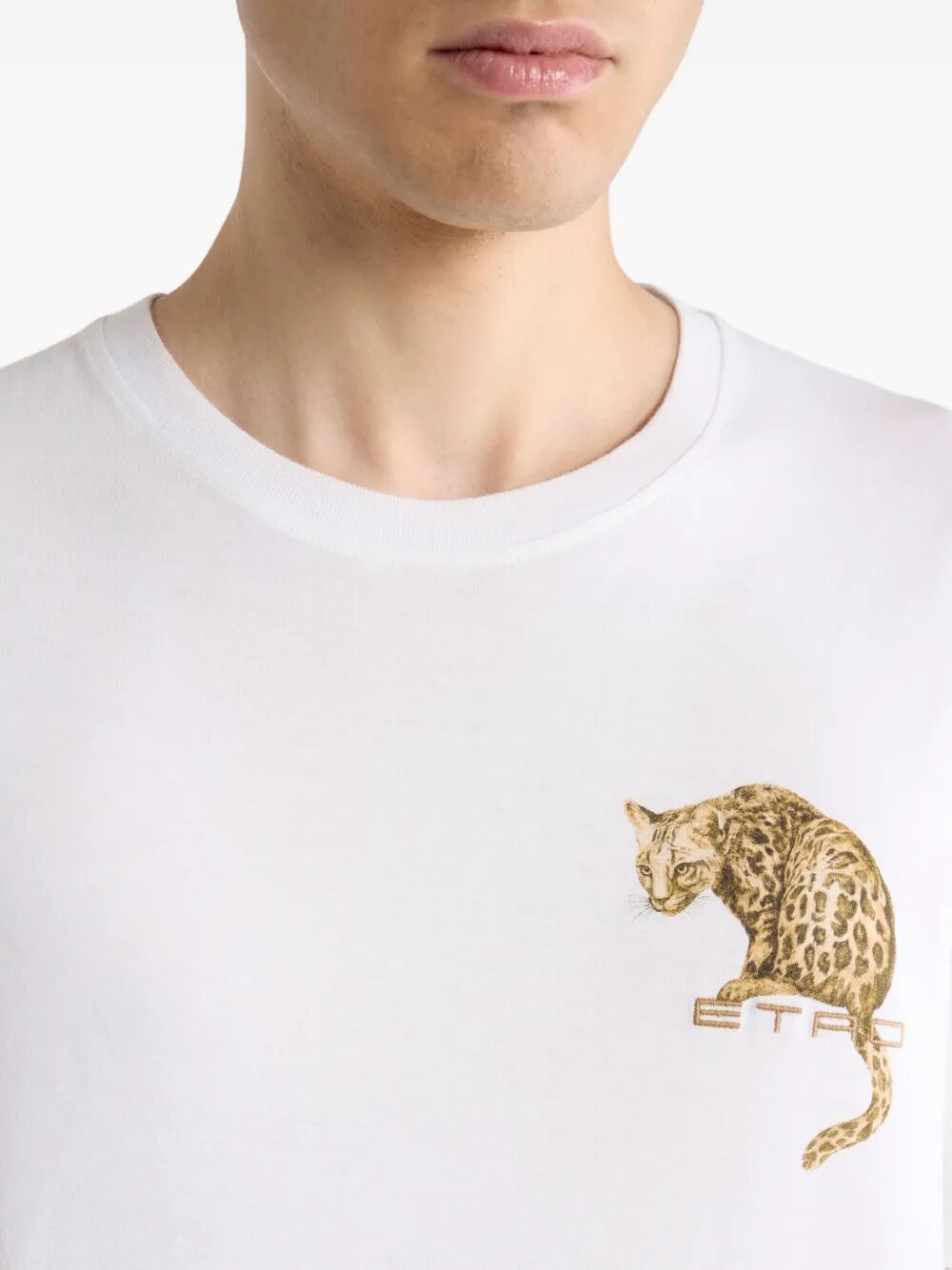 COTTON T-SHIRT WITH LEOPARD PRINT AND ETRO EMBROIDERY