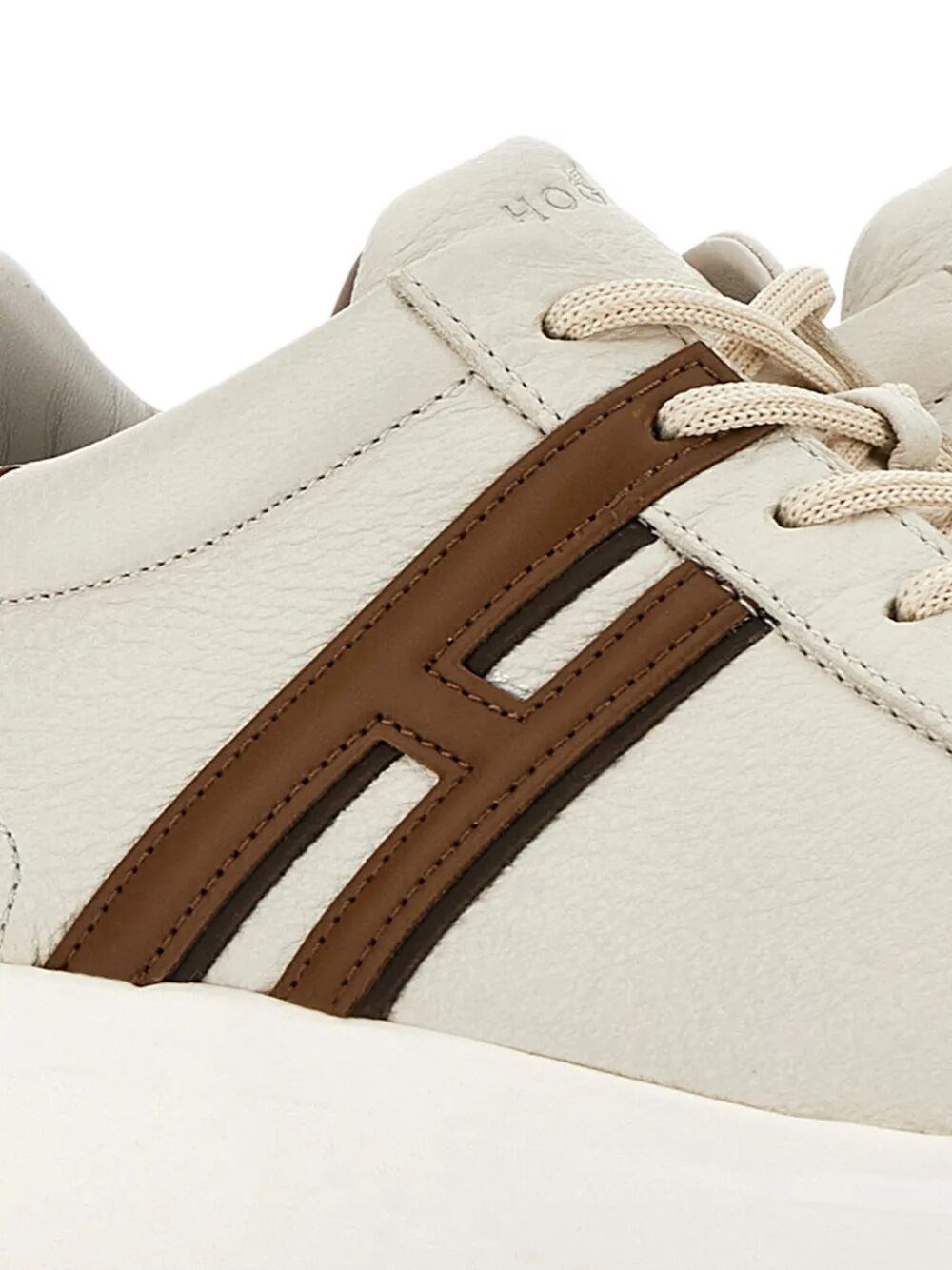 HOGAN H580 EXPOSED-GRAINED LEATHER SNEAKERS