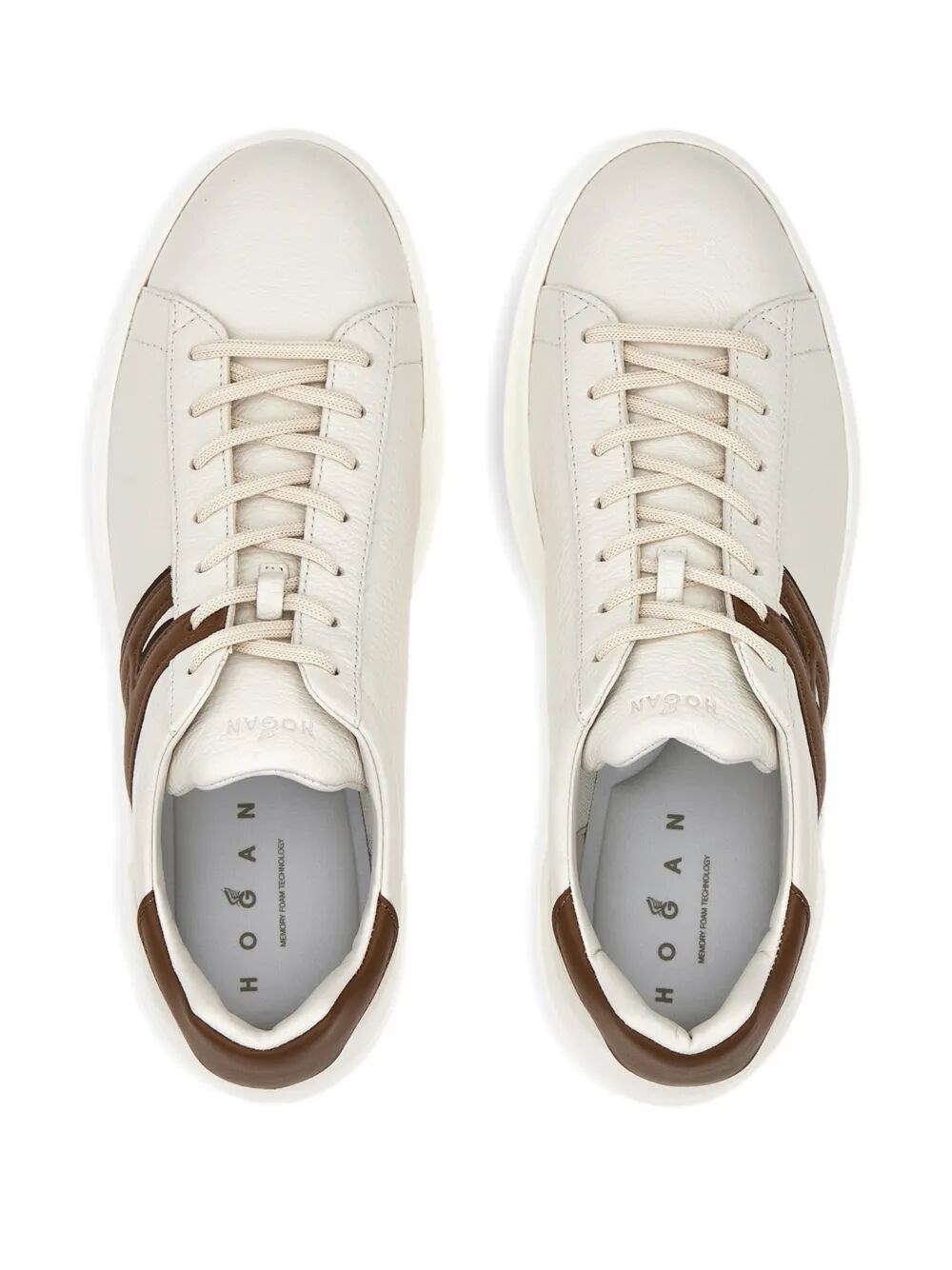 HOGAN H580 EXPOSED-GRAINED LEATHER SNEAKERS