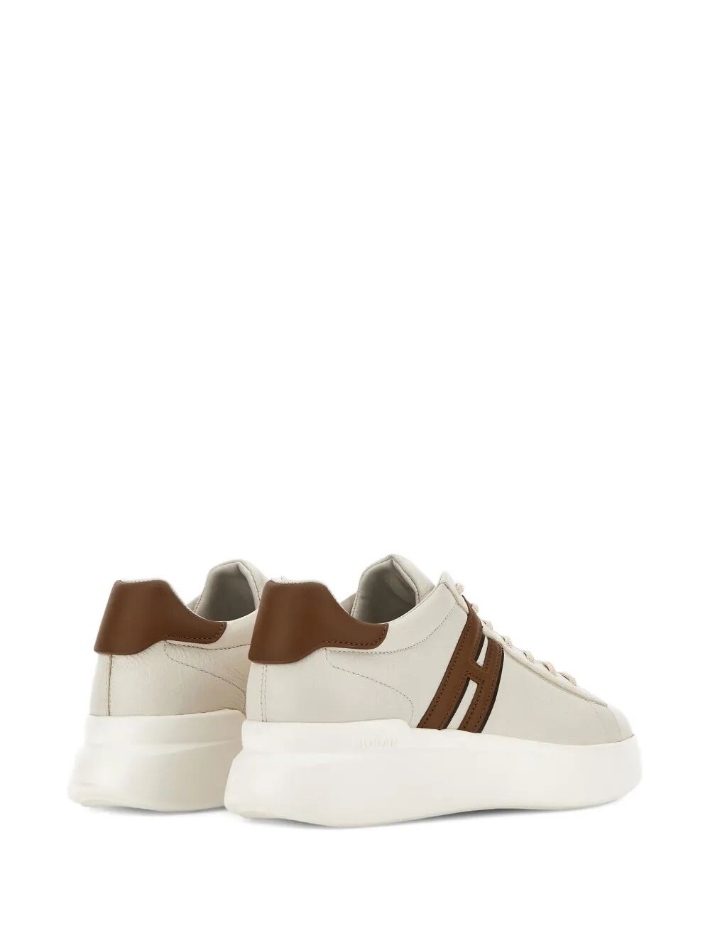 HOGAN H580 EXPOSED-GRAINED LEATHER SNEAKERS