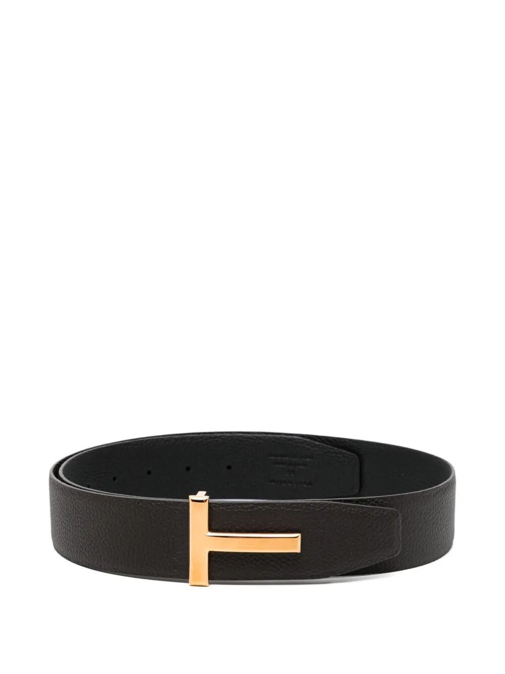 Tom Ford Men's Brown Iconic T Belt In Nappa Leather
