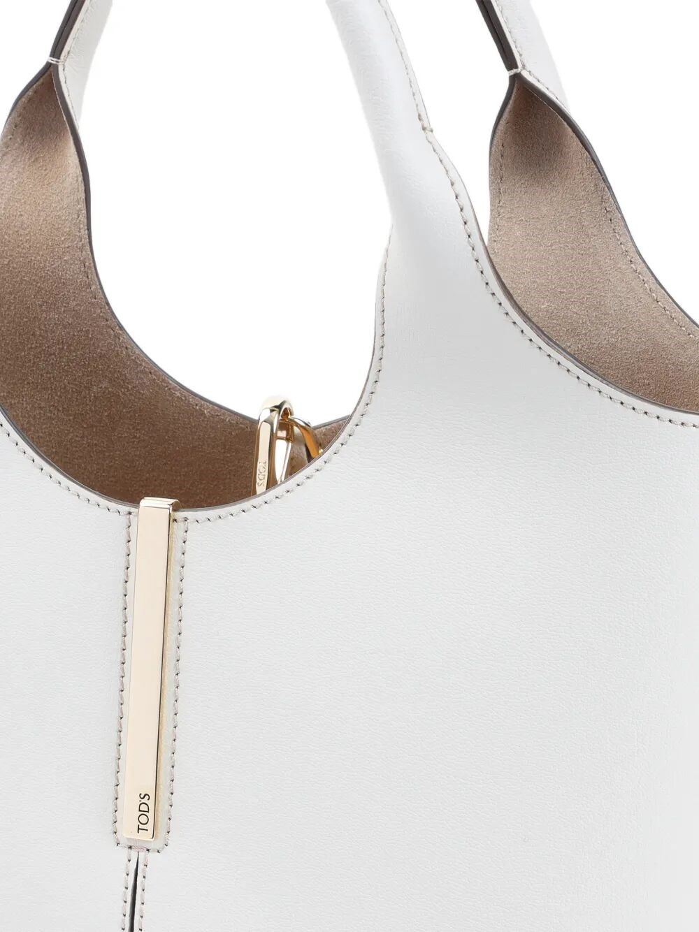 LEATHER MINI TOTE BAG WITH BRANDED METAL BAR ACCESSORY