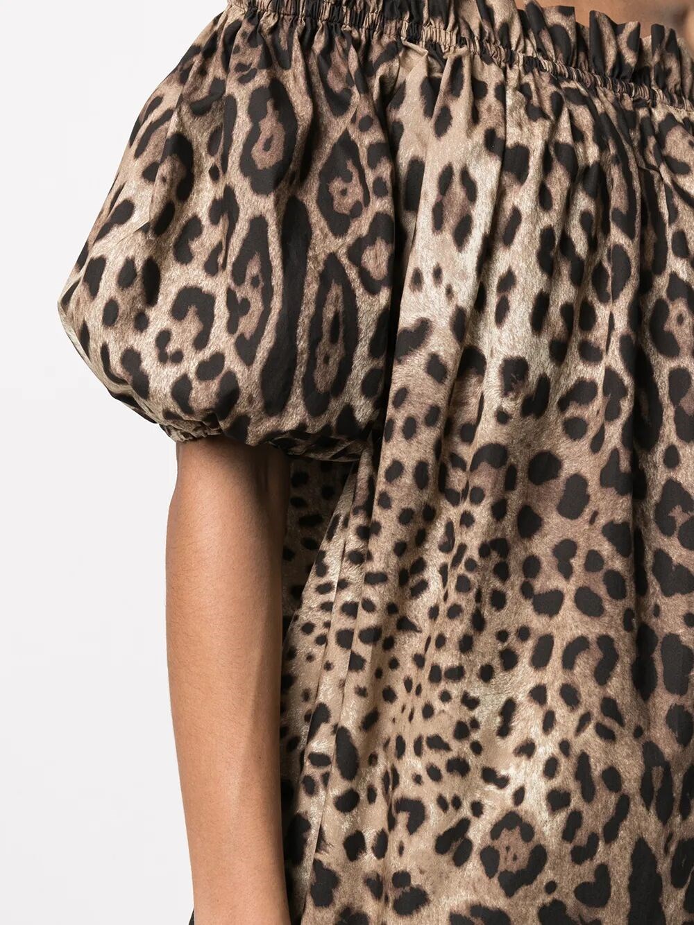 LEOPARD PRINT POPLIN SHORT-SLEEVED TOP 