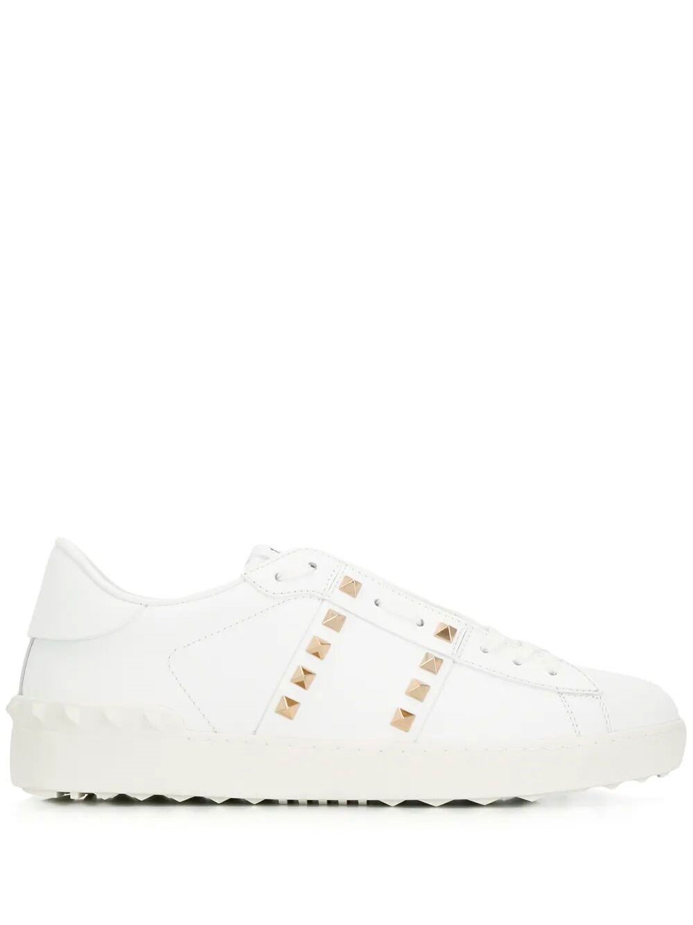 ROCKSTUD UNTITLED LEATHER SNEAKERS WITH PLATINUM-FINISH STUDS