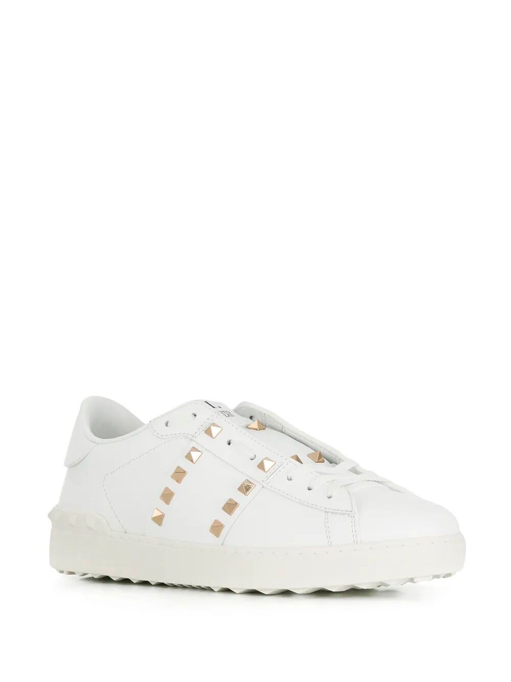 ROCKSTUD UNTITLED LEATHER SNEAKERS WITH PLATINUM-FINISH STUDS