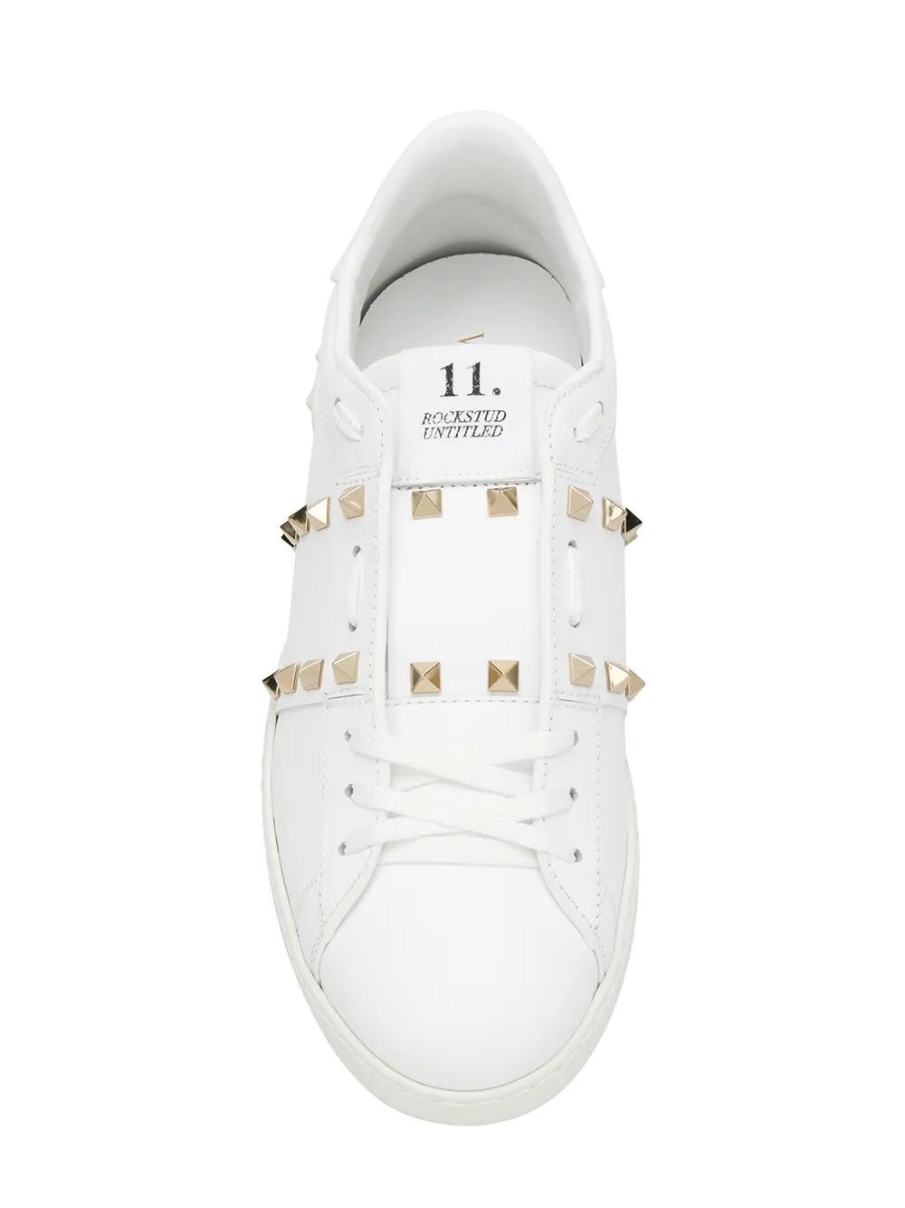ROCKSTUD UNTITLED LEATHER SNEAKERS WITH PLATINUM-FINISH STUDS