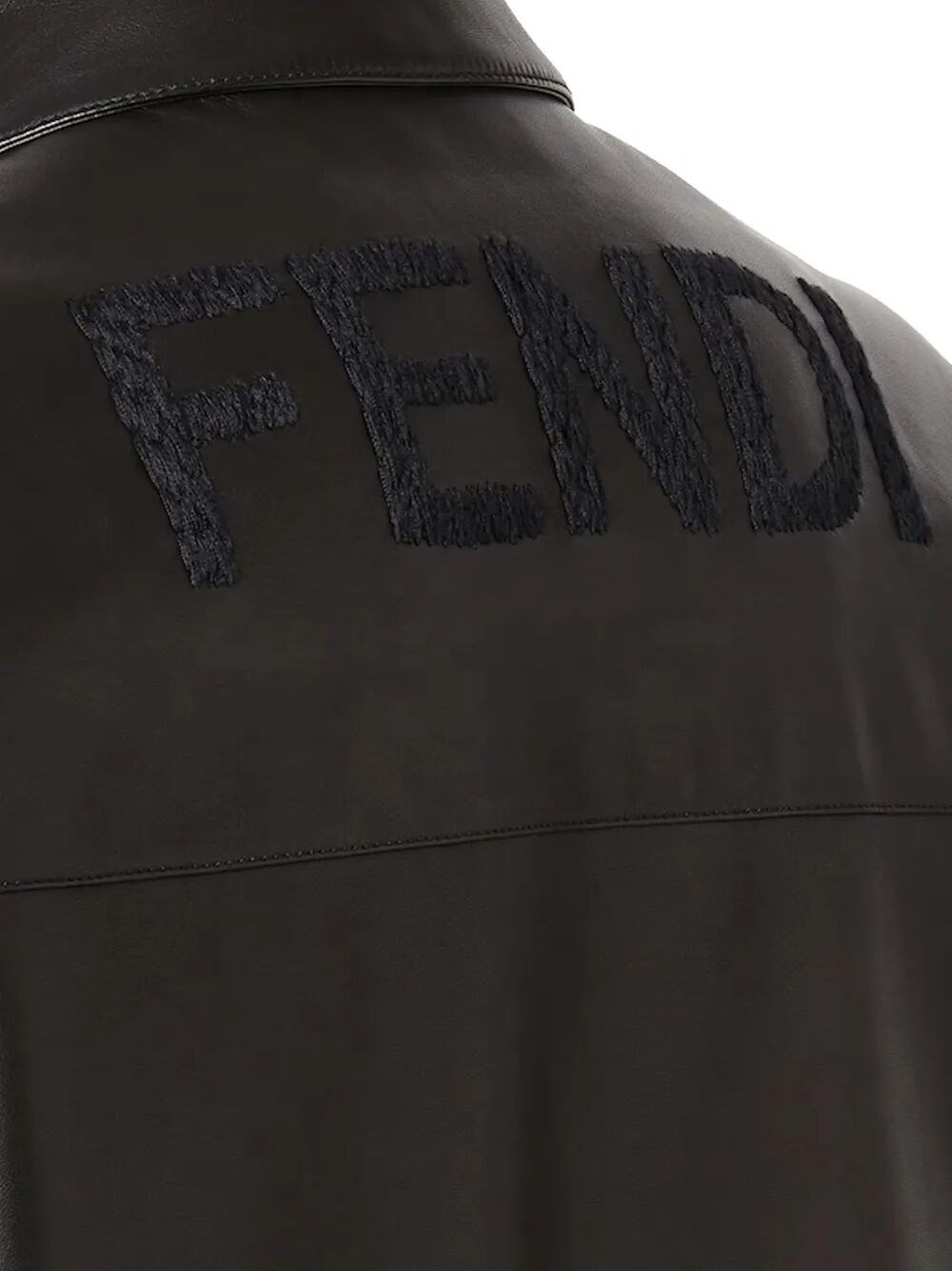 LEATHER BLUSON WITH MAXI FENDI LETTERING EMBROIDERY