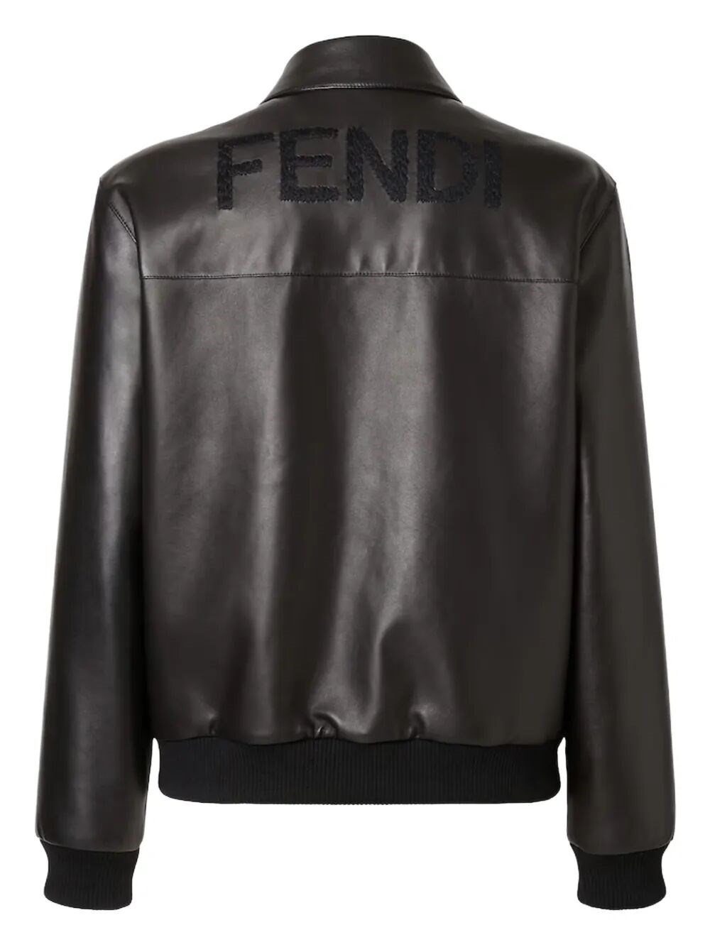 LEATHER BLUSON WITH MAXI FENDI LETTERING EMBROIDERY