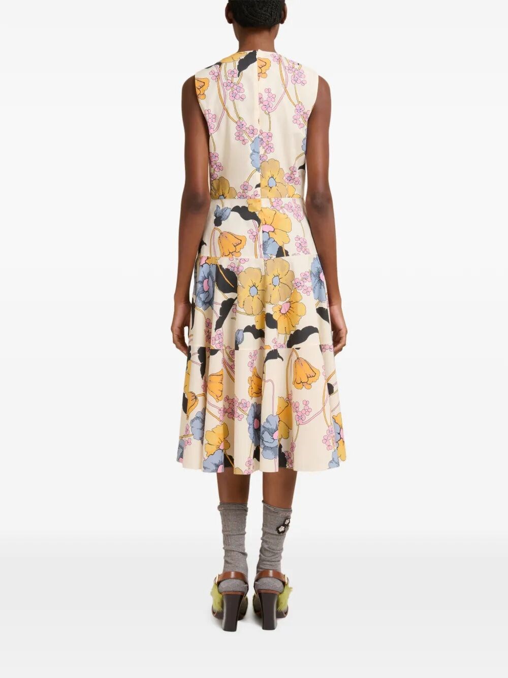 POPLIN MIDI DRESS WITH MELODIA PRINT