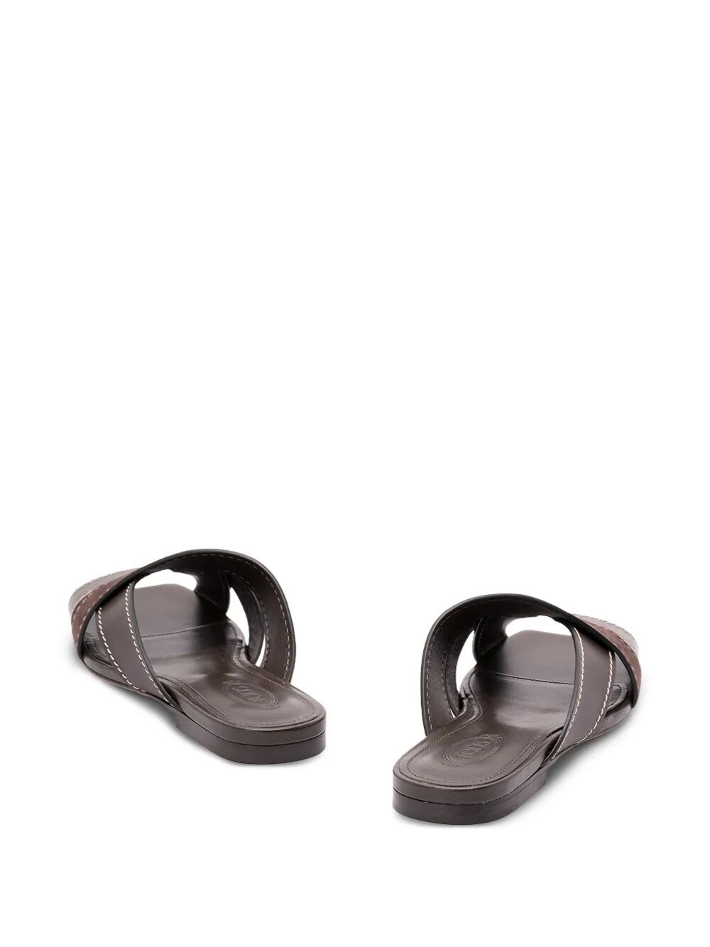FLAT LEATHER SANDALS WITH CROSSED STRAPS