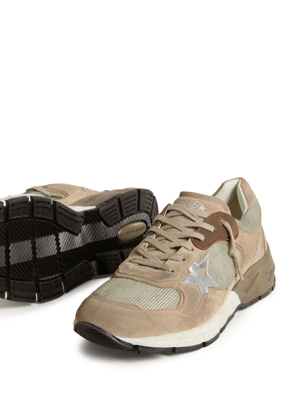 DAD-STAR SNEAKERS IN BEIGE MESH AND SUEDE WITH SILVER LEATHER STAR
