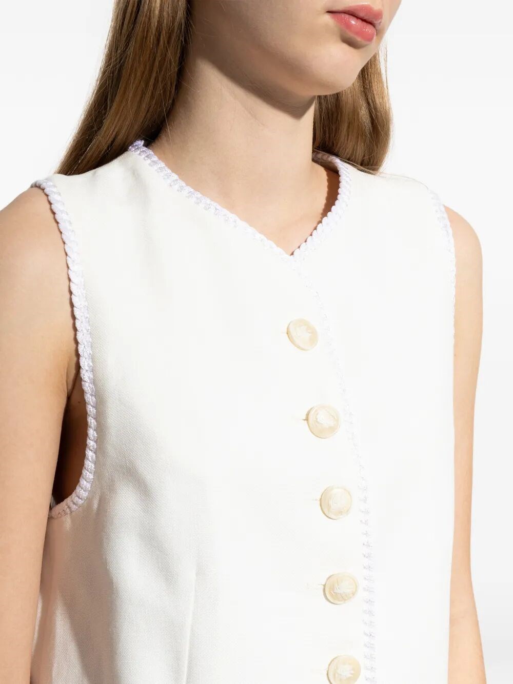 BUTTON-DOWN WAISTCOAT WITH TRIMS