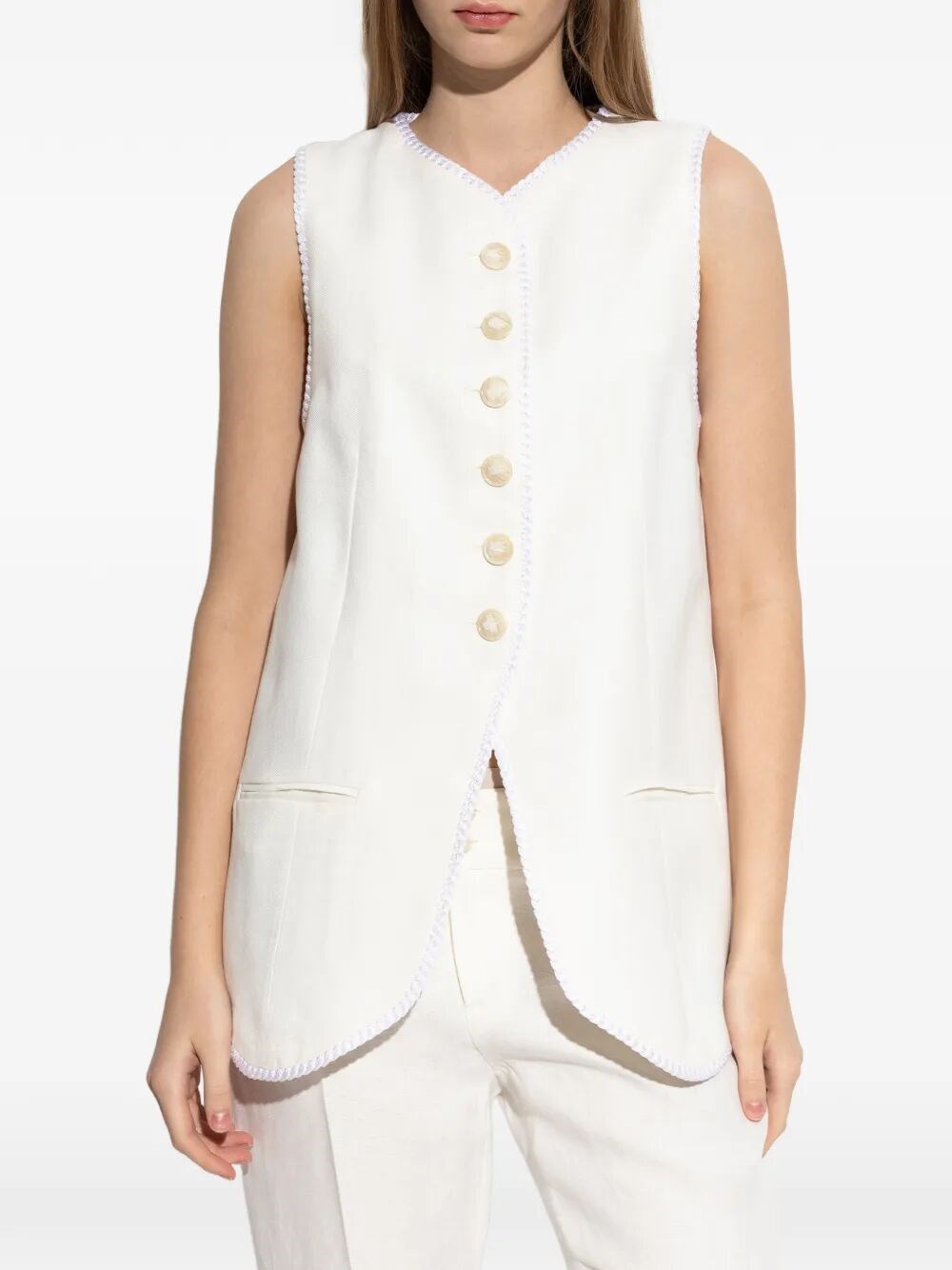 BUTTON-DOWN WAISTCOAT WITH TRIMS