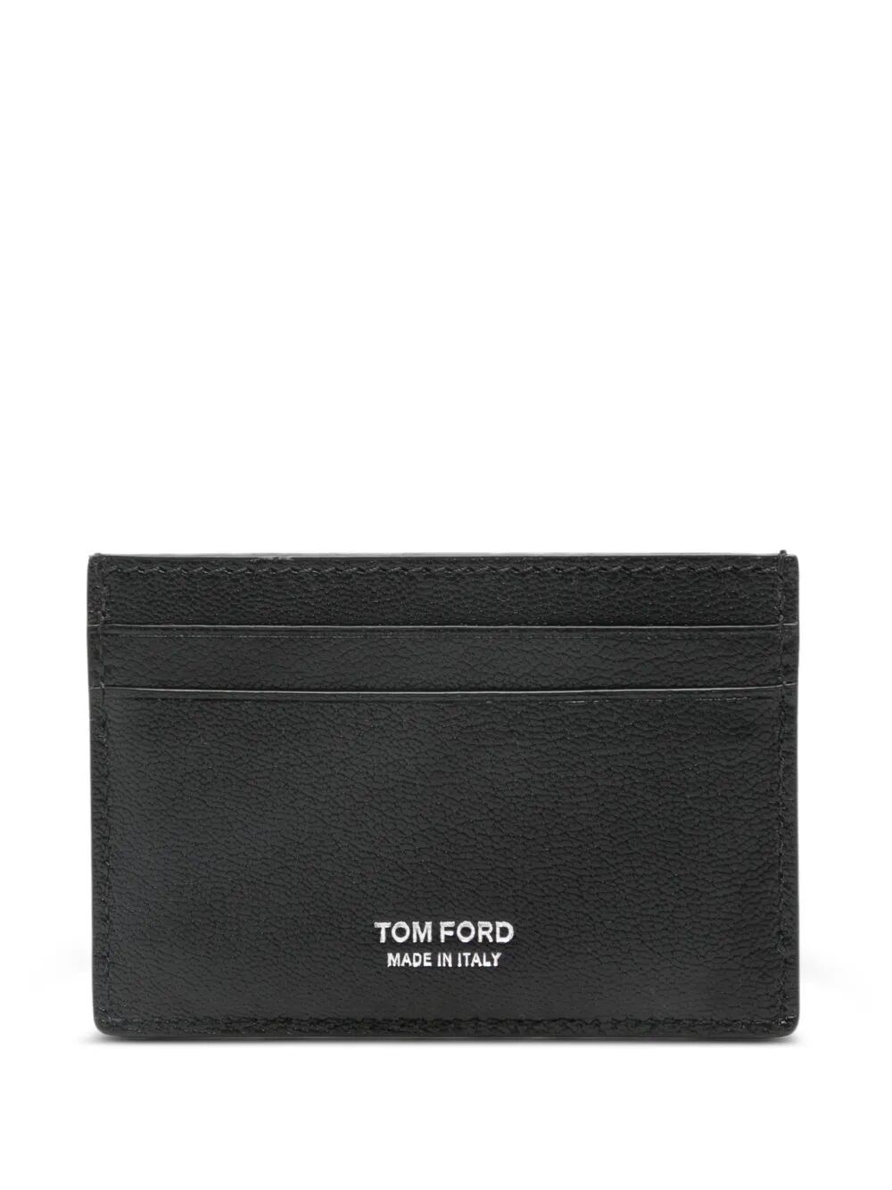 Tom Ford Men's Black Leather Cardholder With Logo Print