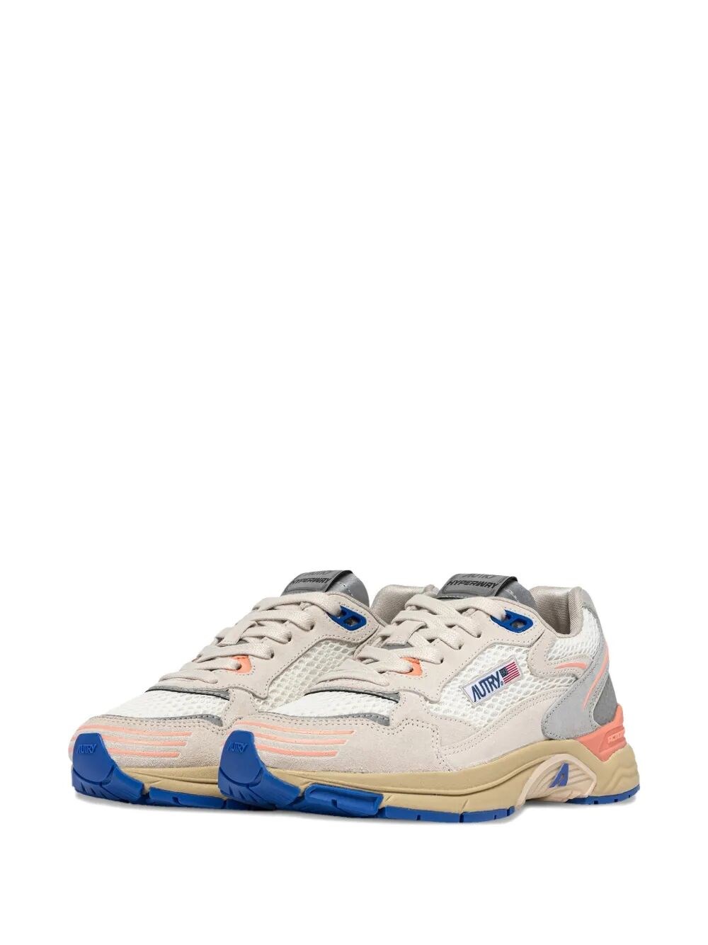 HYPERWAY SNEAKERS IN WHITE AND PEACH SUEDE AND MESH