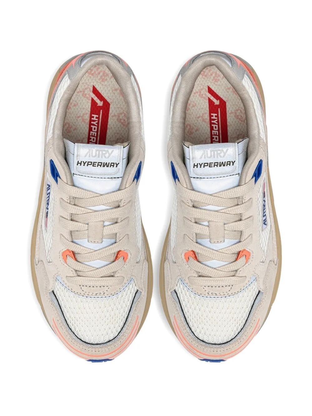 HYPERWAY SNEAKERS IN WHITE AND PEACH SUEDE AND MESH