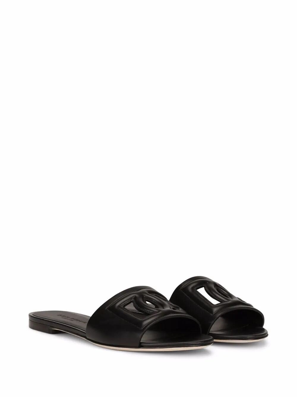 DG MILLENNIALS LOGO LEATHER FLAT SLIDES