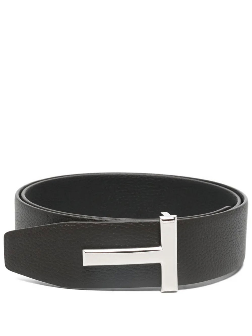 Tom Ford Men's Brown Reversible T Icon Belt In Nappa Leather